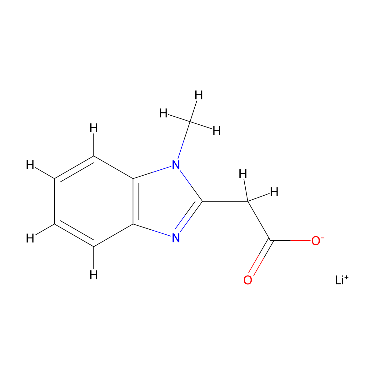 lithium 2-(1-methyl-1H-1,3-benzodiazol-2-yl)acetate molecular structure, CAS 1909312-06-6