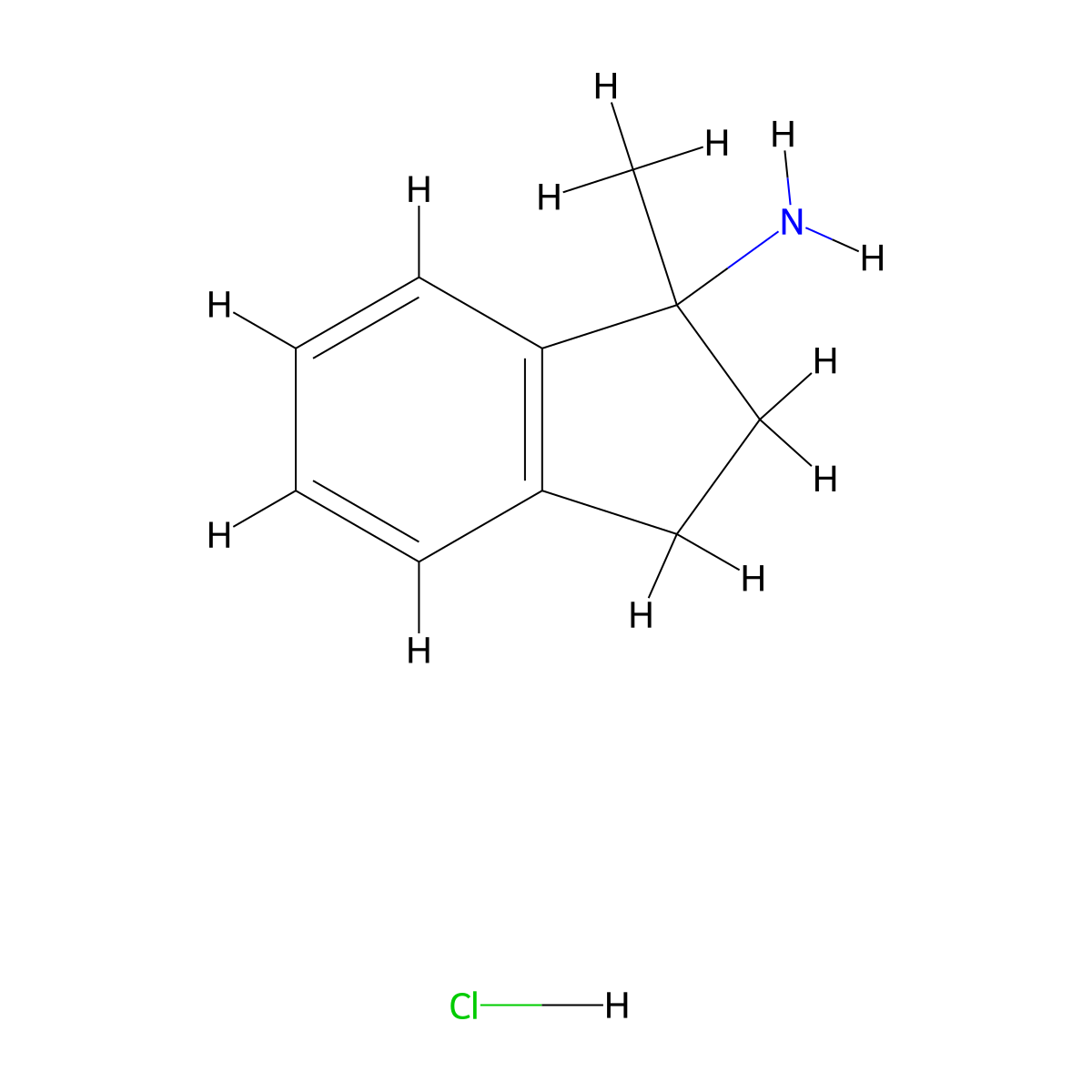 1-methyl-2,3-dihydro-1H-inden-1-amine hydrochloride molecular structure, CAS 1909312-12-4