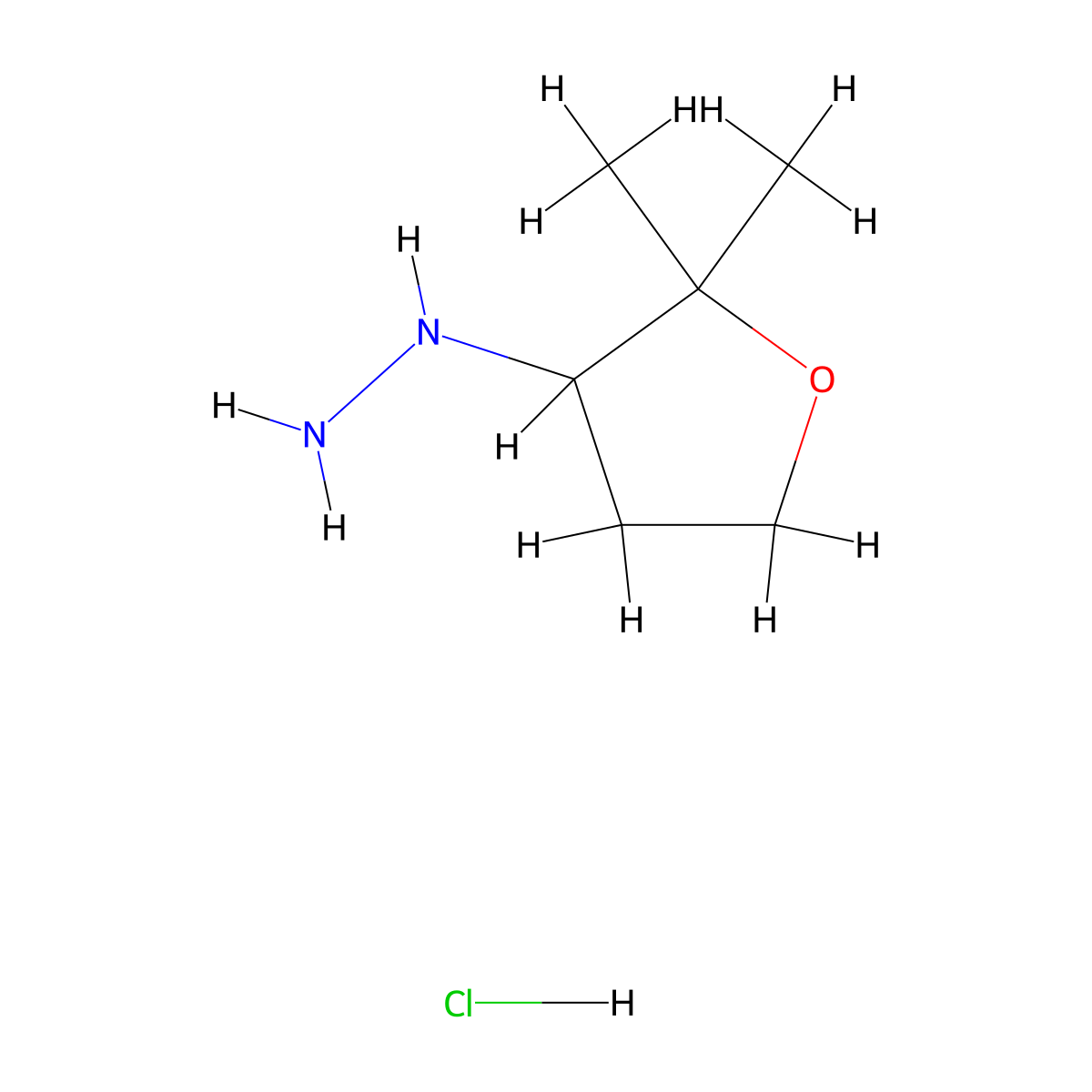 (2,2-Dimethyloxolan-3-yl)hydrazine hydrochloride molecular structure, CAS 1909312-24-8