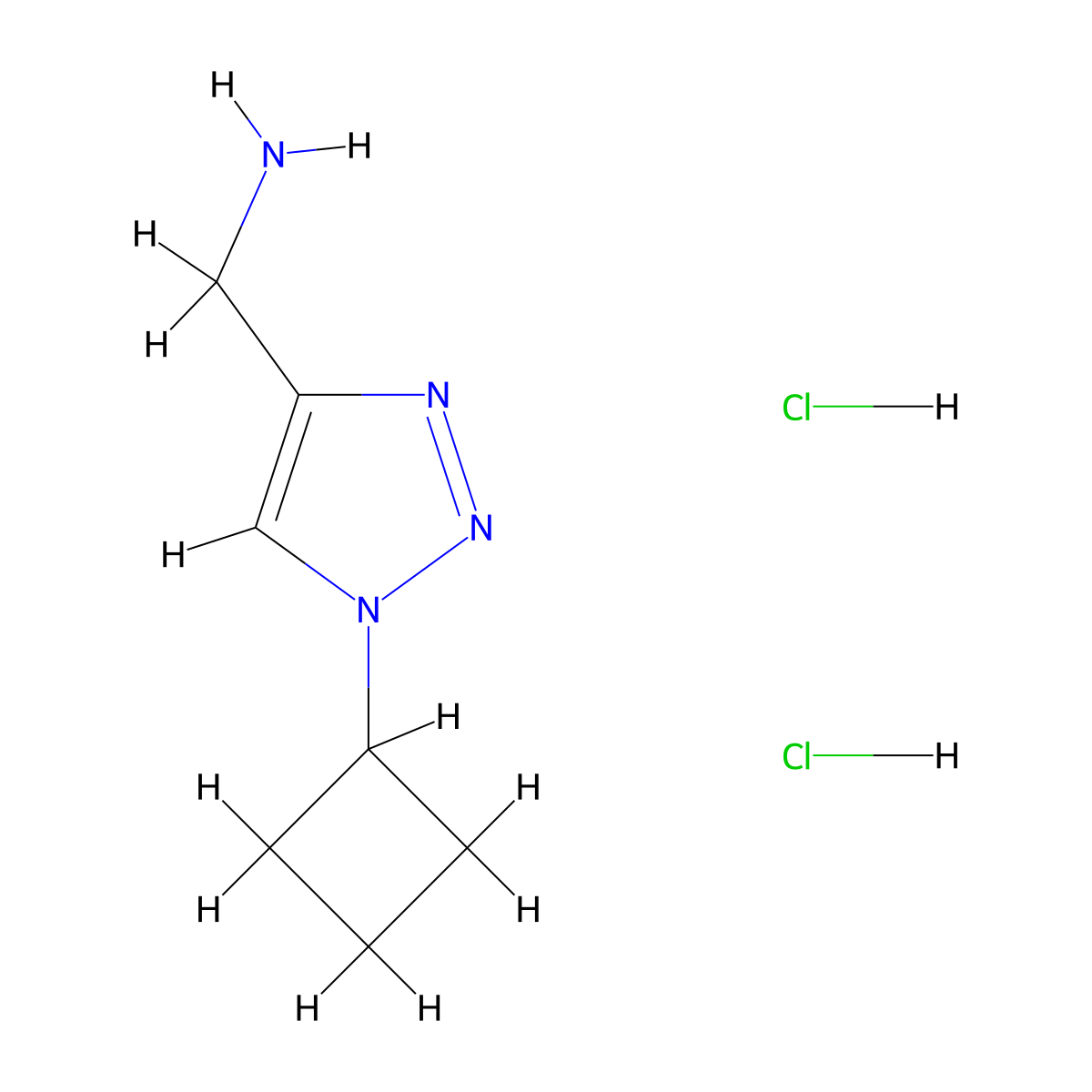(1-cyclobutyl-1H-1,2,3-triazol-4-yl)methanamine dihydrochloride molecular structure, CAS 1909312-25-9