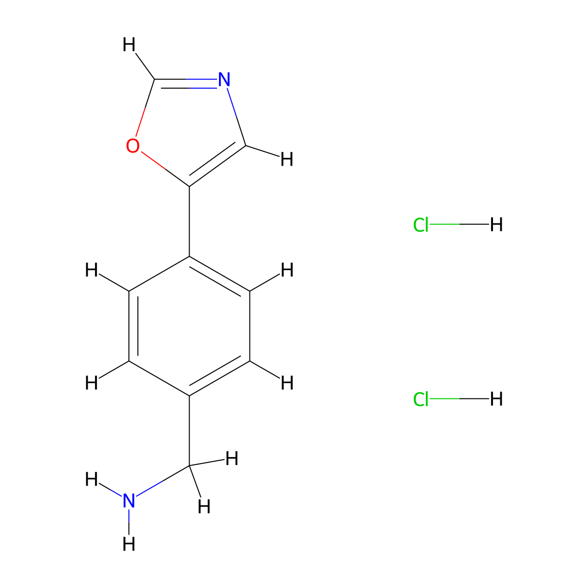[4-(1,3-Oxazol-5-yl)phenyl]methanamine dihydrochloride molecular structure, CAS 1909312-28-2