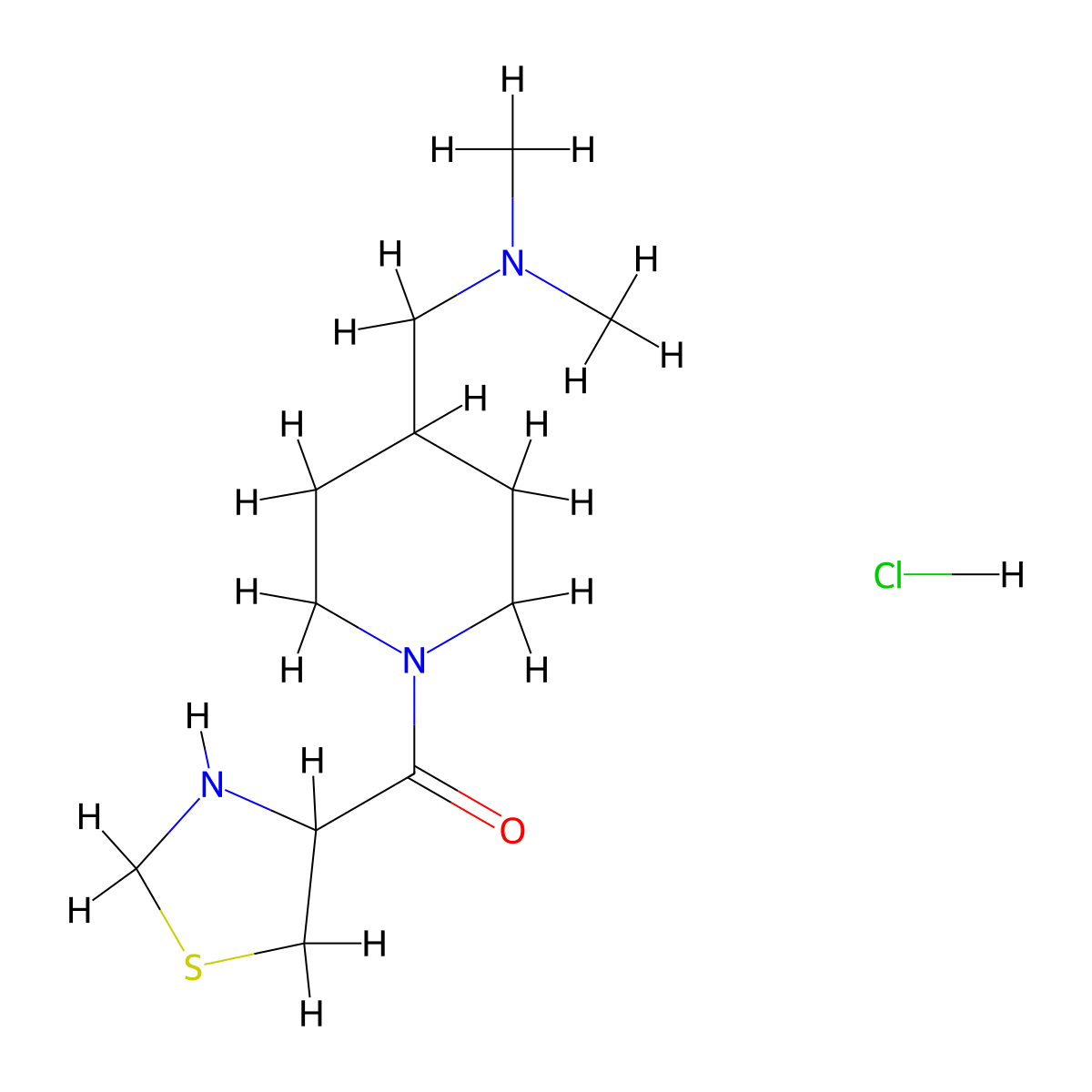 Dimethyl({[1-(1,3-thiazolidine-4-carbonyl)piperidin-4-yl]methyl})amine hydrochloride molecular structure, CAS 1909312-30-6
