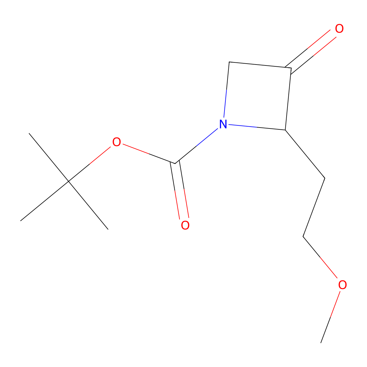 Tert-butyl 2-(2-methoxyethyl)-3-oxoazetidine-1-carboxylate molecular structure, CAS 1909312-42-0