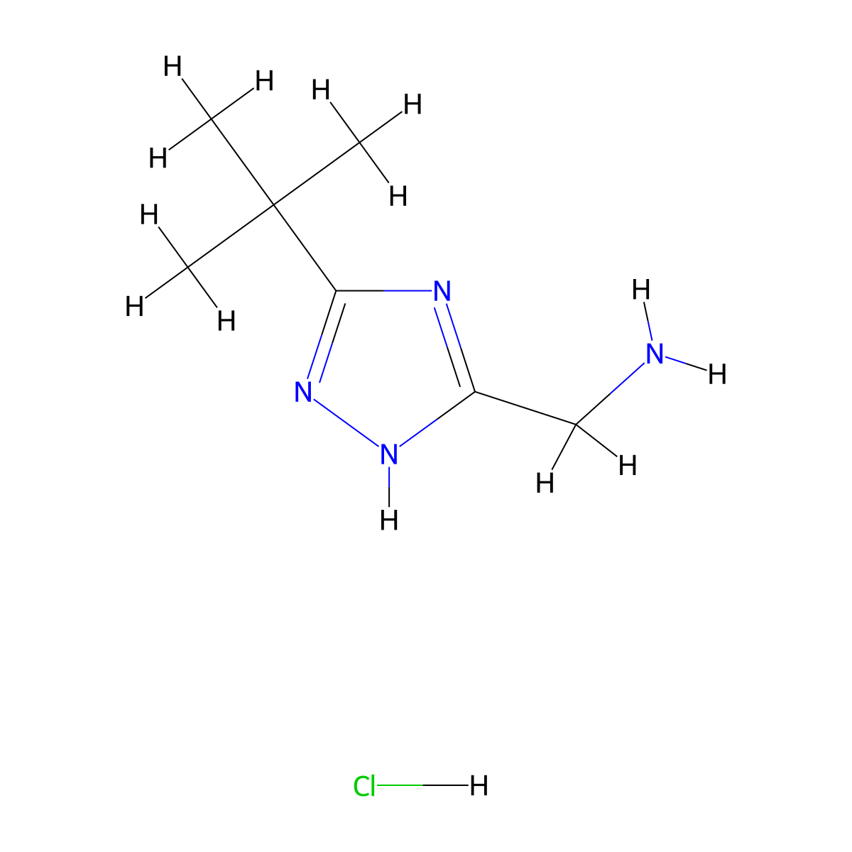 (5-tert-butyl-1H-1,2,4-triazol-3-yl)methanamine hydrochloride molecular structure, CAS 1909312-51-1