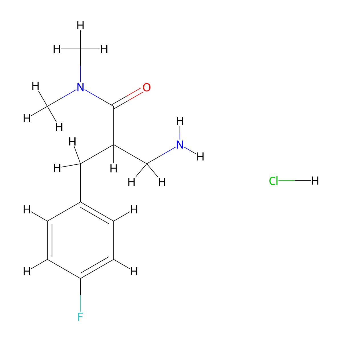 3-amino-2-[(4-fluorophenyl)methyl]-N,N-dimethylpropanamide hydrochloride molecular structure, CAS 1909312-65-7