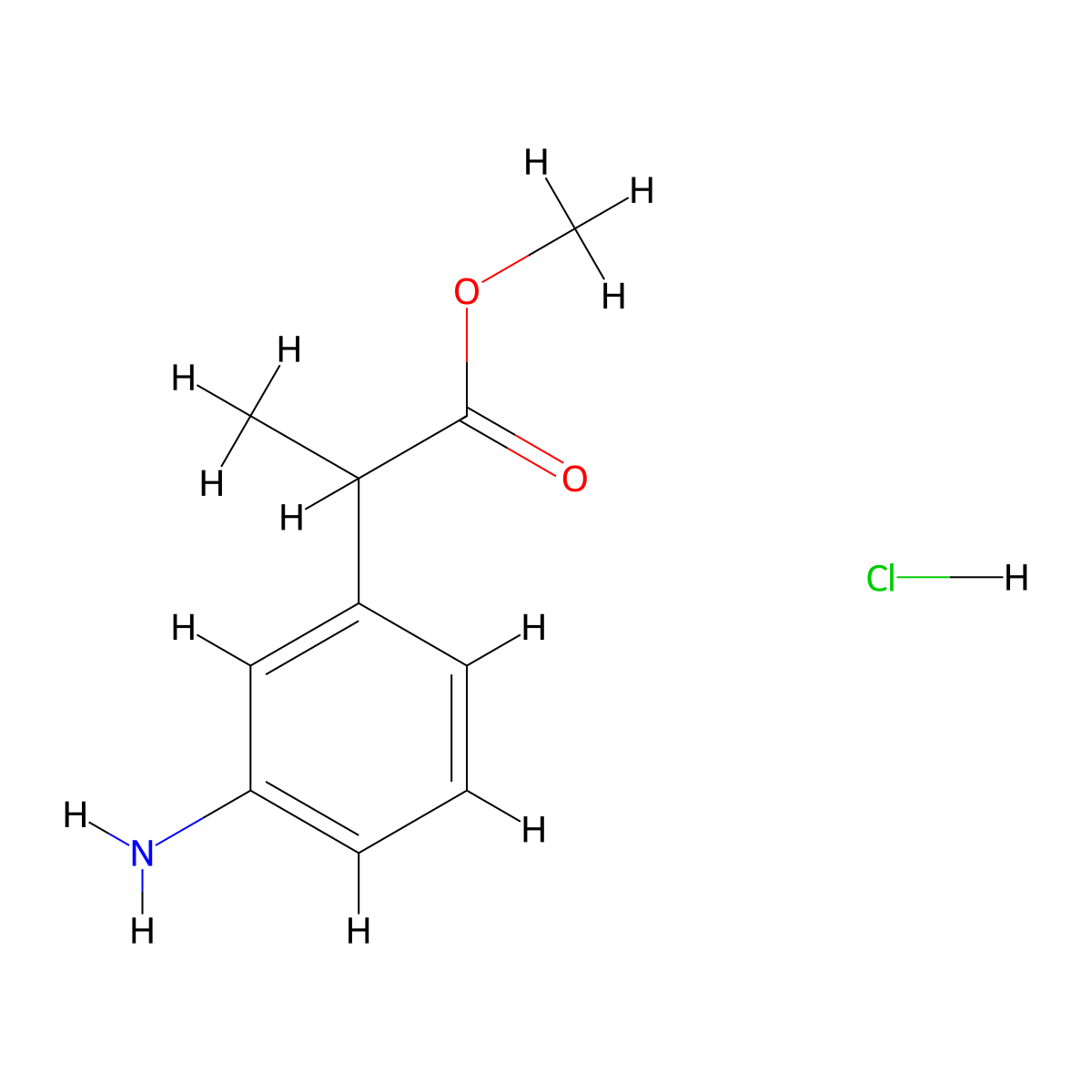 Methyl 2-(3-aminophenyl)propanoate hydrochloride molecular structure, CAS 1909312-70-4