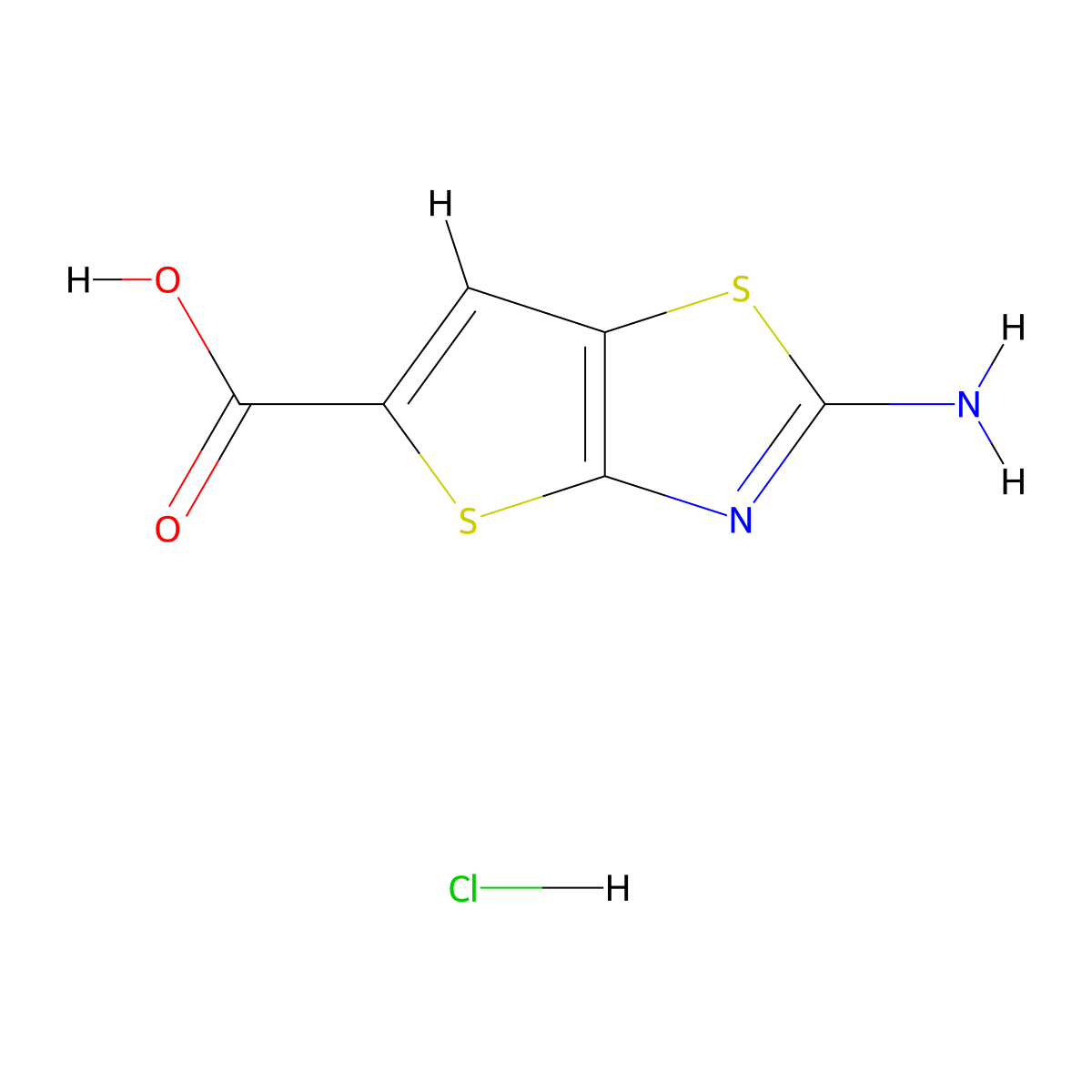 2-Aminothieno[2,3-d][1,3]thiazole-5-carboxylic acid hydrochloride molecular structure, CAS 1909312-91-9