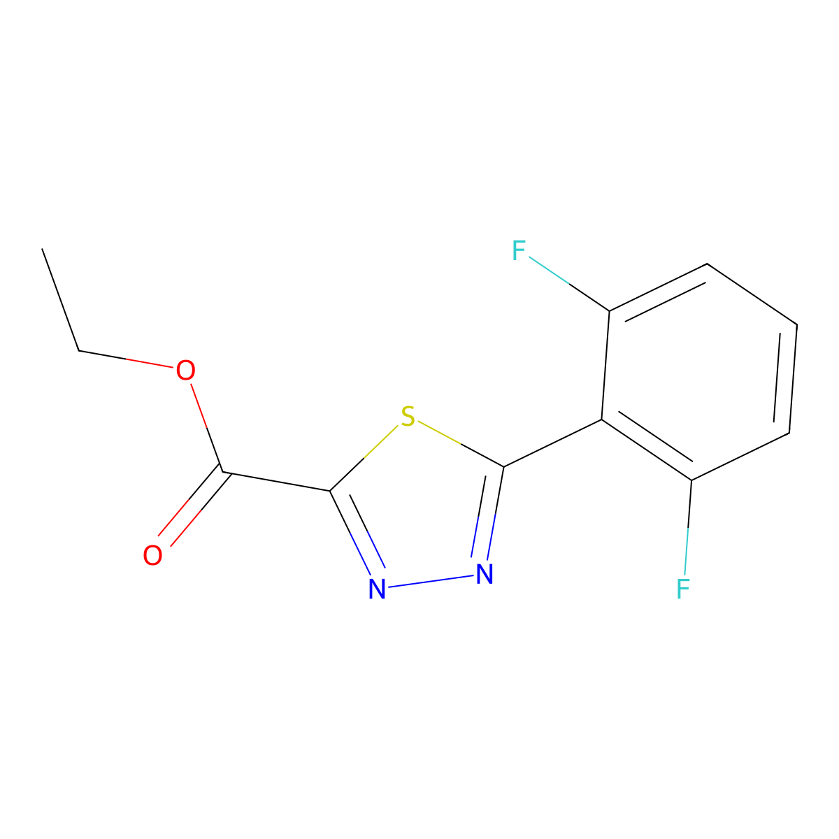Ethyl 5-(2,6-difluorophenyl)-1,3,4-thiadiazole-2-carboxylate molecular structure, CAS 1909312-93-1