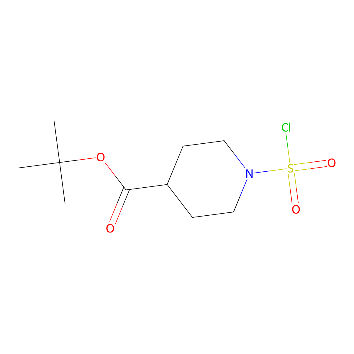 Tert-butyl 1-(chlorosulfonyl)piperidine-4-carboxylate molecular structure, CAS 1909313-03-6