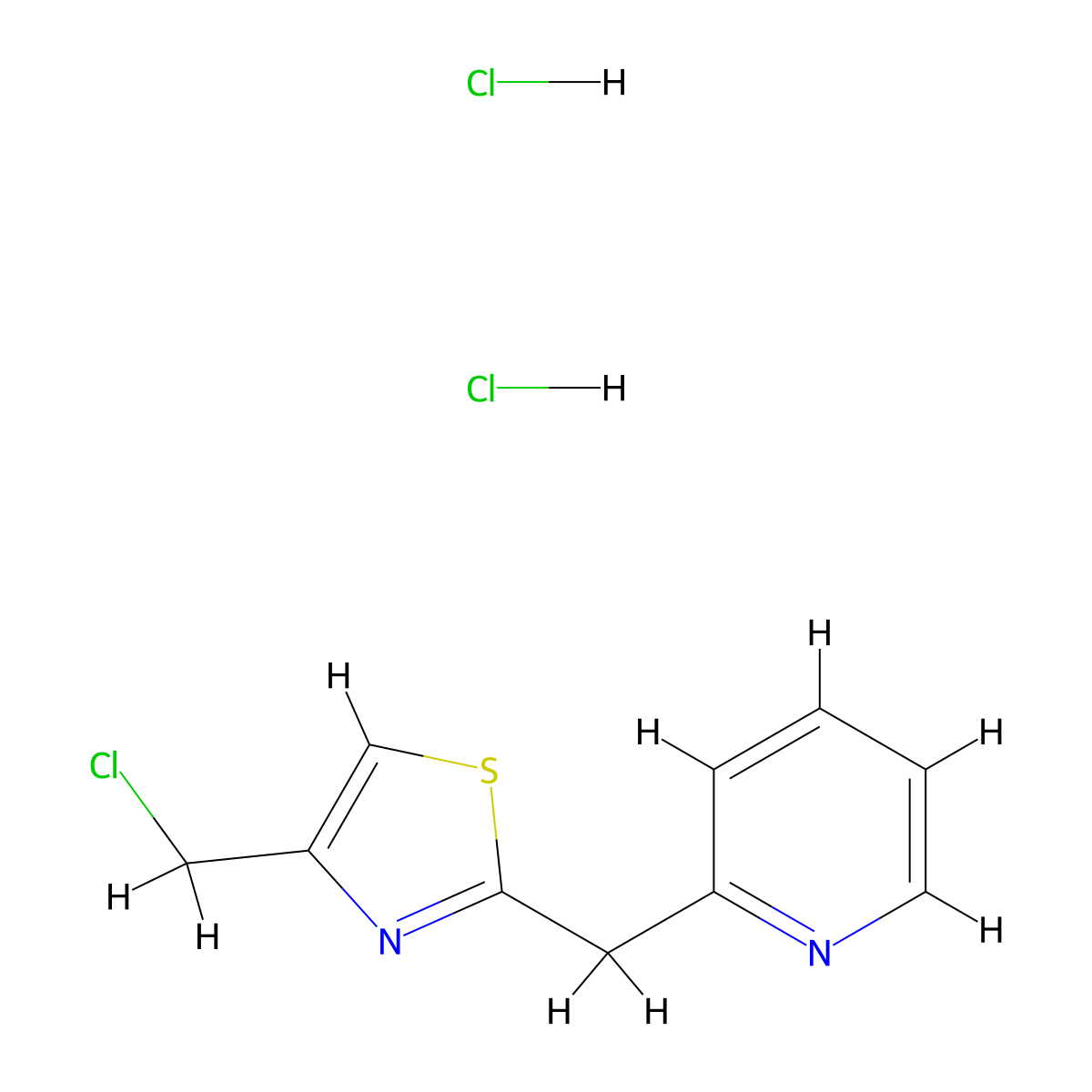 2-{[4-(Chloromethyl)-1,3-thiazol-2-yl]methyl}pyridine dihydrochloride molecular structure, CAS 1909313-16-1