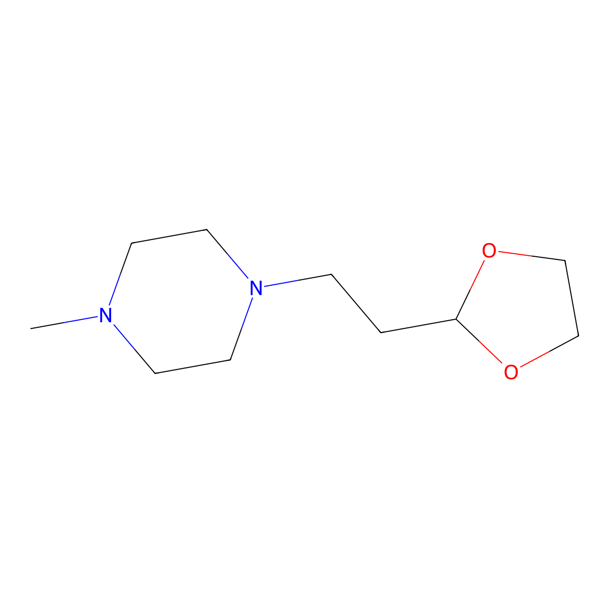 1-(2-(1,3-Dioxolan-2-yl)ethyl)-4-methylpiperazine molecular structure, CAS 1909313-21-8