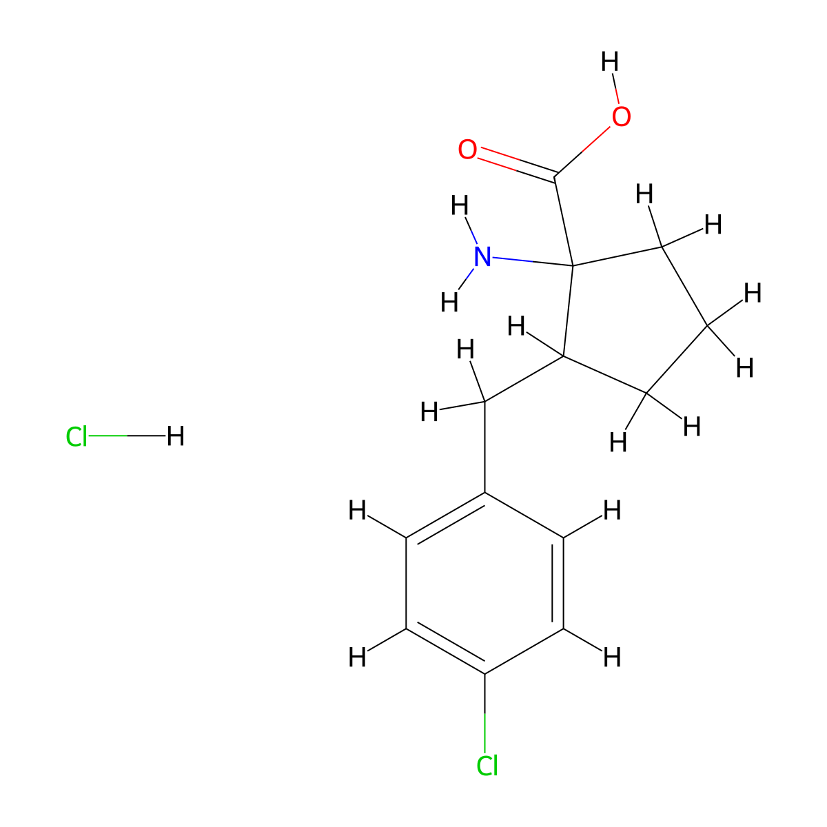 1-Amino-2-((4-chlorophenyl)methyl)cyclopentane-1-carboxylic acid hydrochloride molecular structure, CAS 1909313-24-1