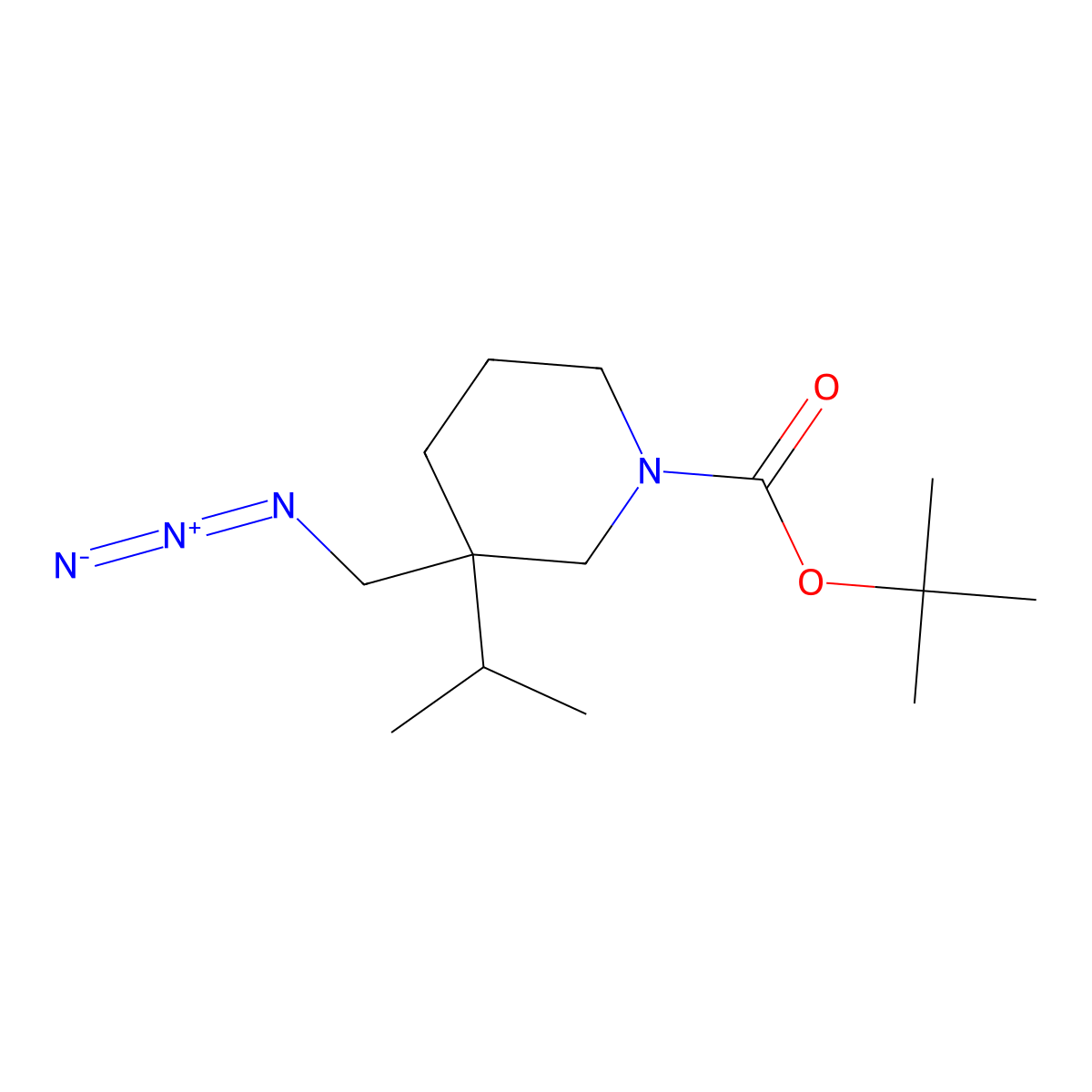 Tert-butyl 3-(azidomethyl)-3-(propan-2-yl)piperidine-1-carboxylate molecular structure, CAS 1909313-25-2