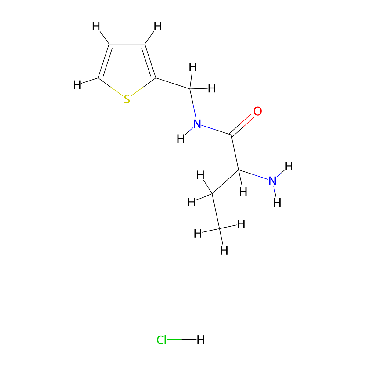 2-amino-N-[(thiophen-2-yl)methyl]butanamide hydrochloride molecular structure, CAS 1909313-29-6