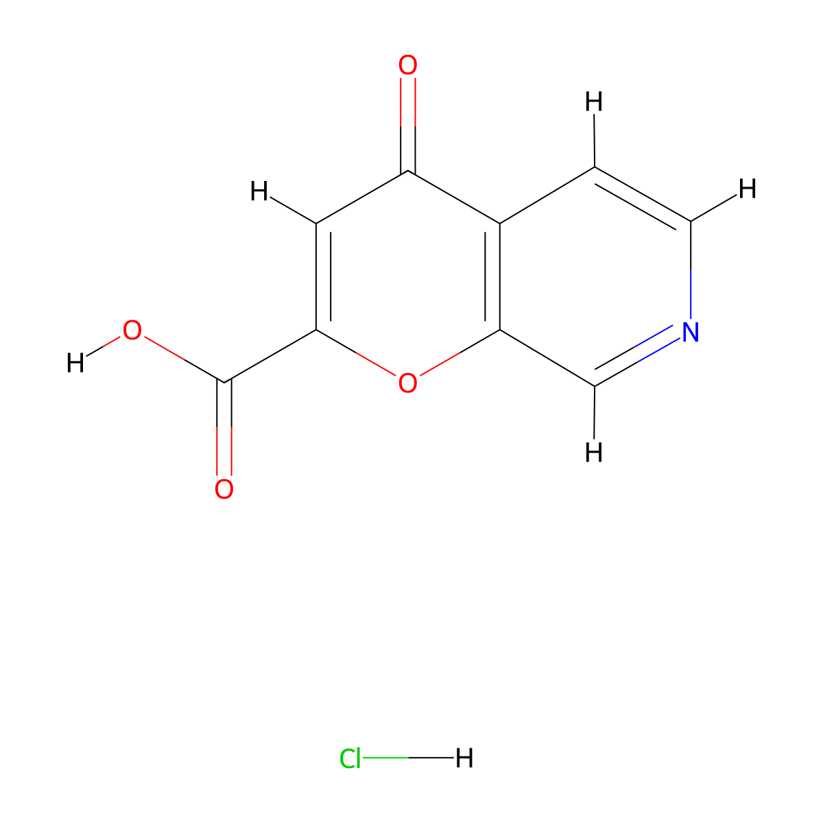 4-oxo-4H-pyrano[2,3-c]pyridine-2-carboxylic acid hydrochloride molecular structure, CAS 1909313-31-0