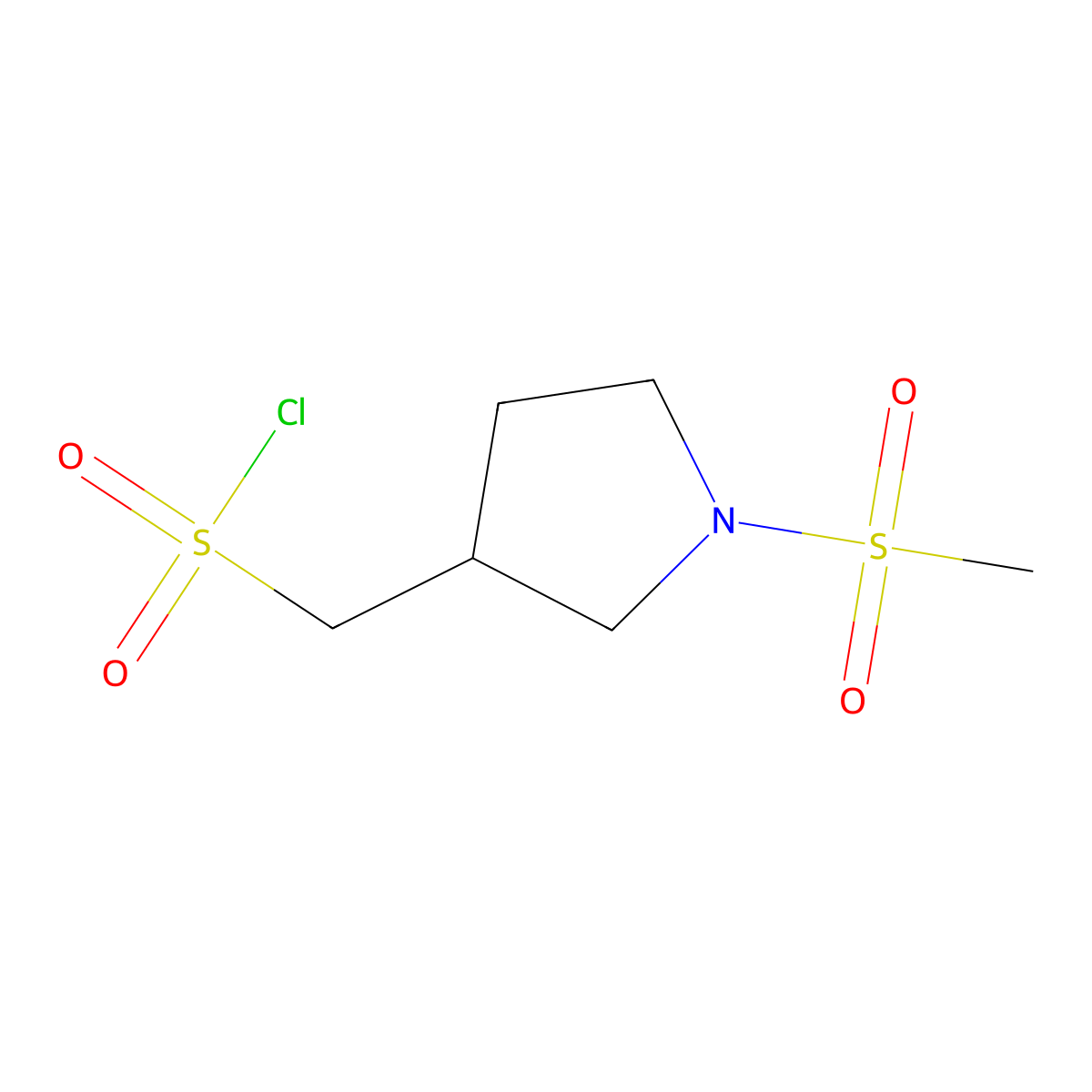 (1-Methanesulfonylpyrrolidin-3-yl)methanesulfonyl chloride molecular structure, CAS 1909313-49-0