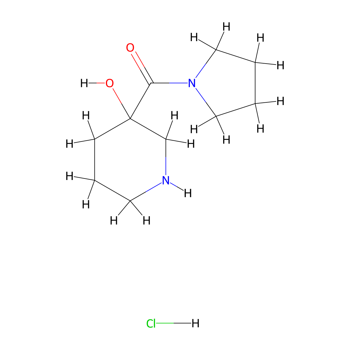3-(Pyrrolidine-1-carbonyl)piperidin-3-ol hydrochloride molecular structure, CAS 1909313-59-2