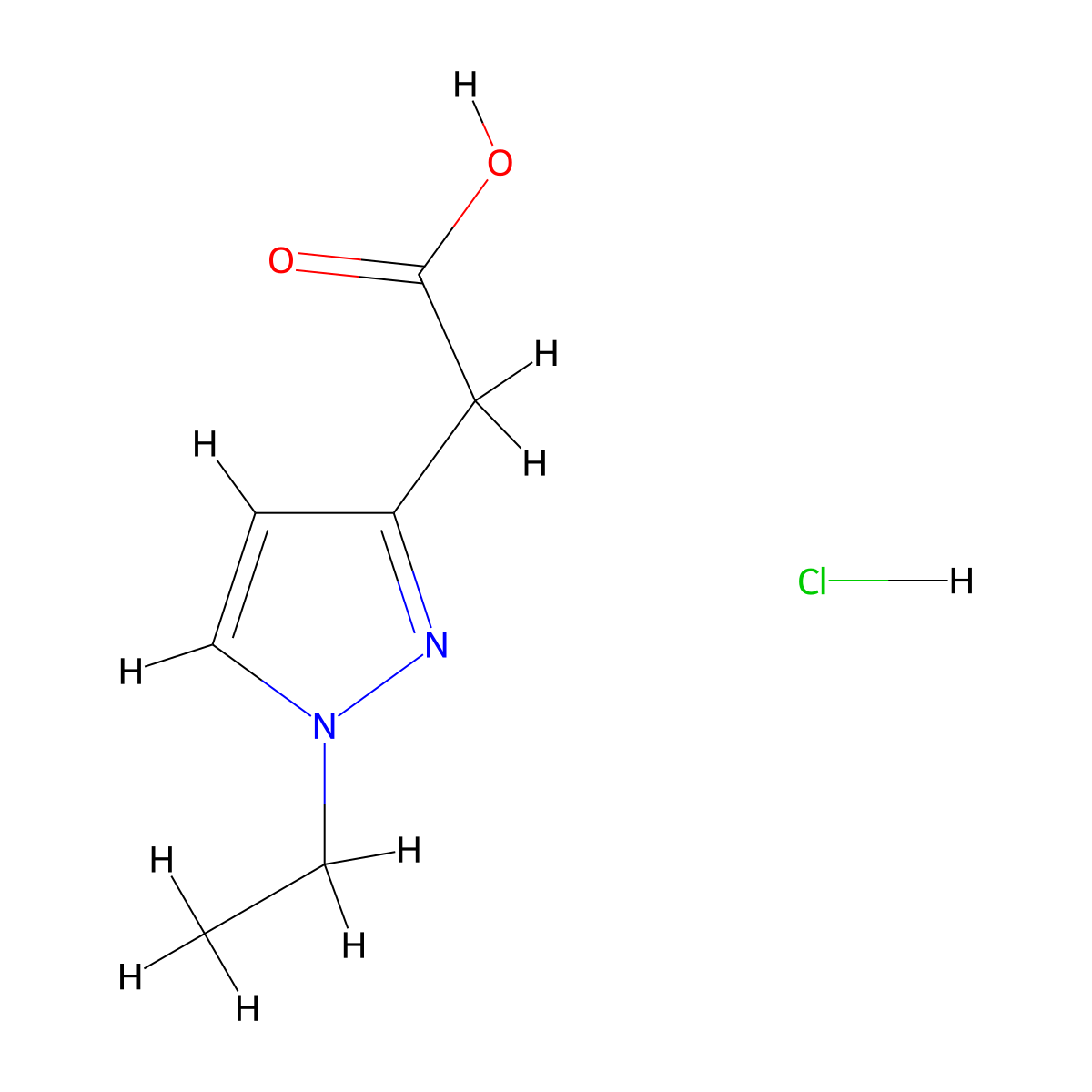 2-(1-ethyl-1H-pyrazol-3-yl)acetic acid hydrochloride molecular structure, CAS 1909313-60-5