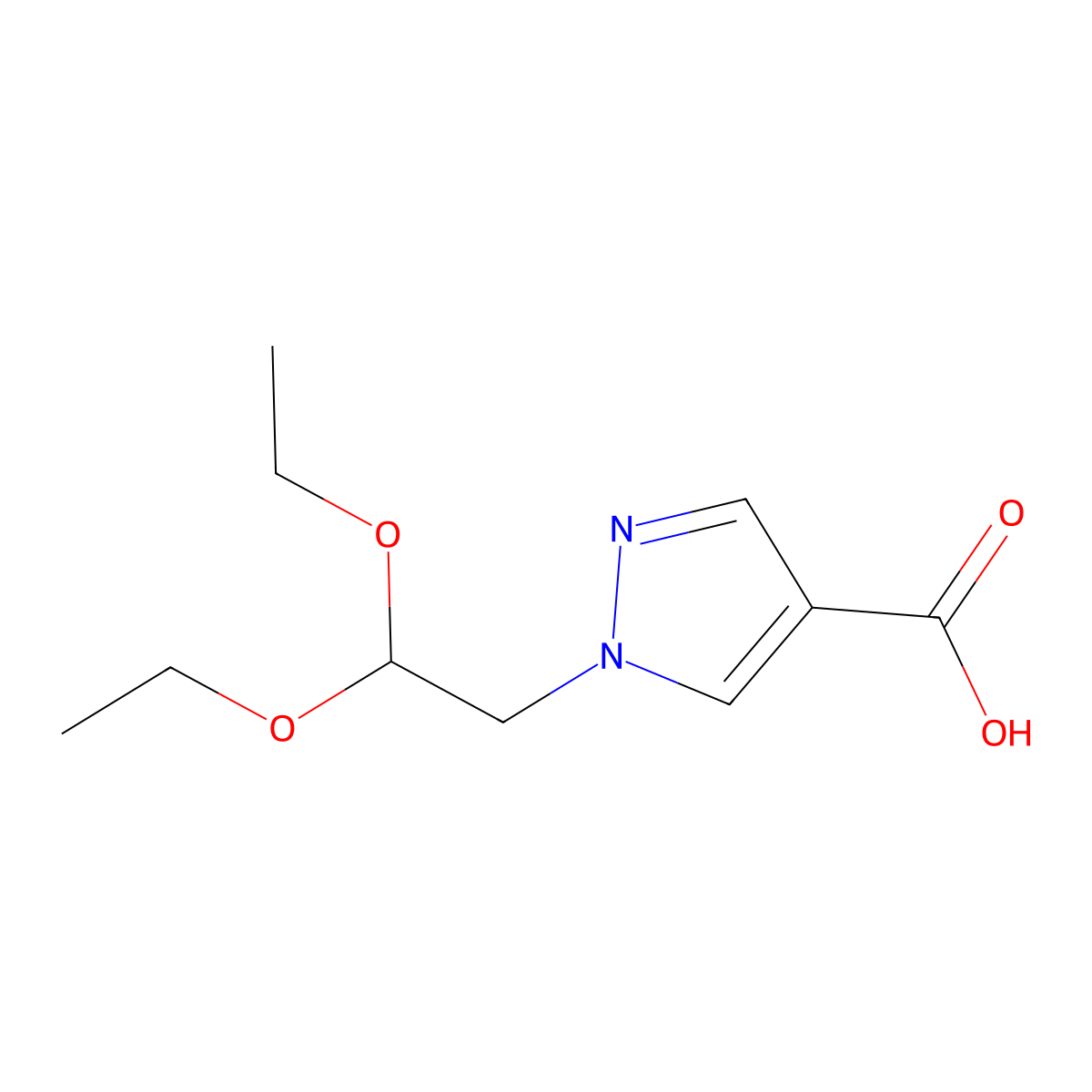 1-(2,2-diethoxyethyl)-1H-pyrazole-4-carboxylic acid molecular structure, CAS 1909313-63-8