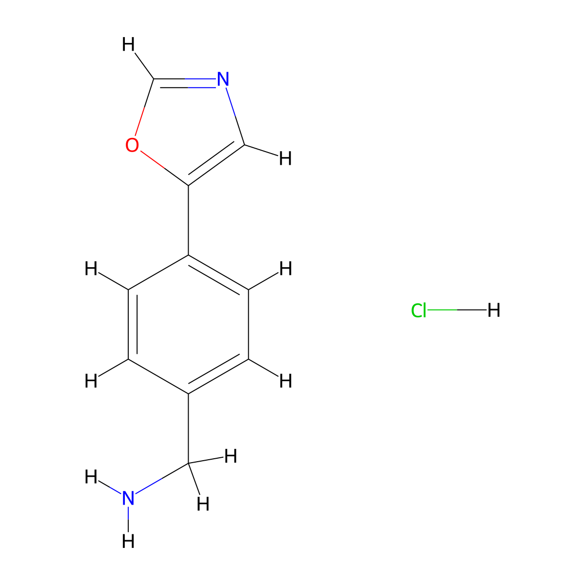 (4-(Oxazol-5-yl)phenyl)methanamine hydrochloride molecular structure, CAS 1909313-65-0