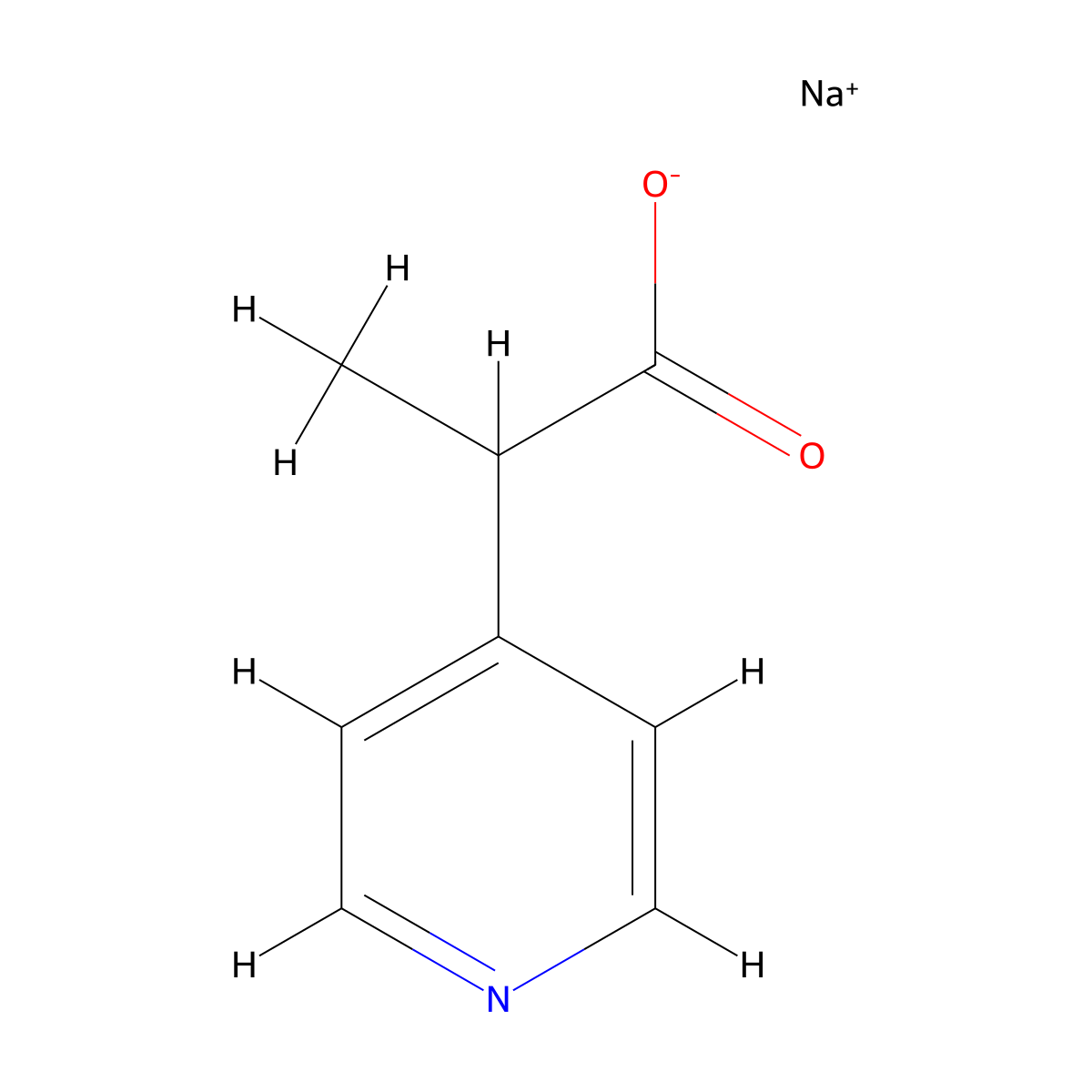 Sodium 2-(pyridin-4-yl)propanoate molecular structure, CAS 1909313-66-1