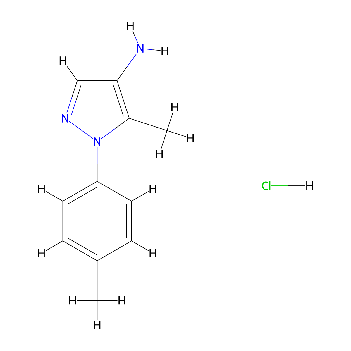 5-methyl-1-(4-methylphenyl)-1H-pyrazol-4-amine hydrochloride molecular structure, CAS 1909313-94-5