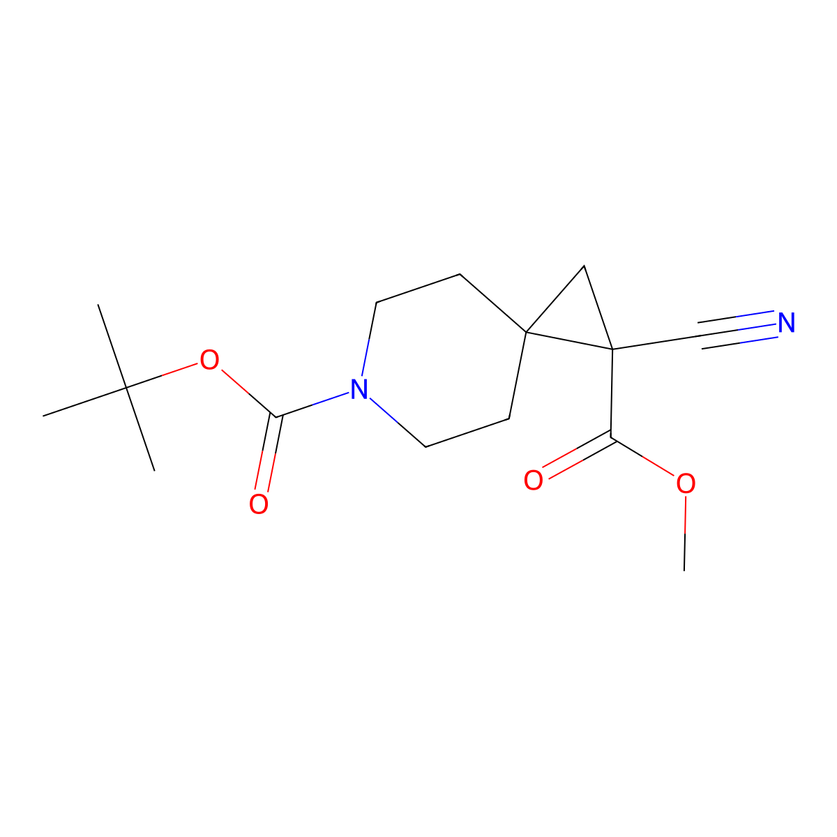 6-Tert-butyl 1-methyl 1-cyano-6-azaspiro[2.5]octane-1,6-dicarboxylate molecular structure, CAS 1909313-95-6