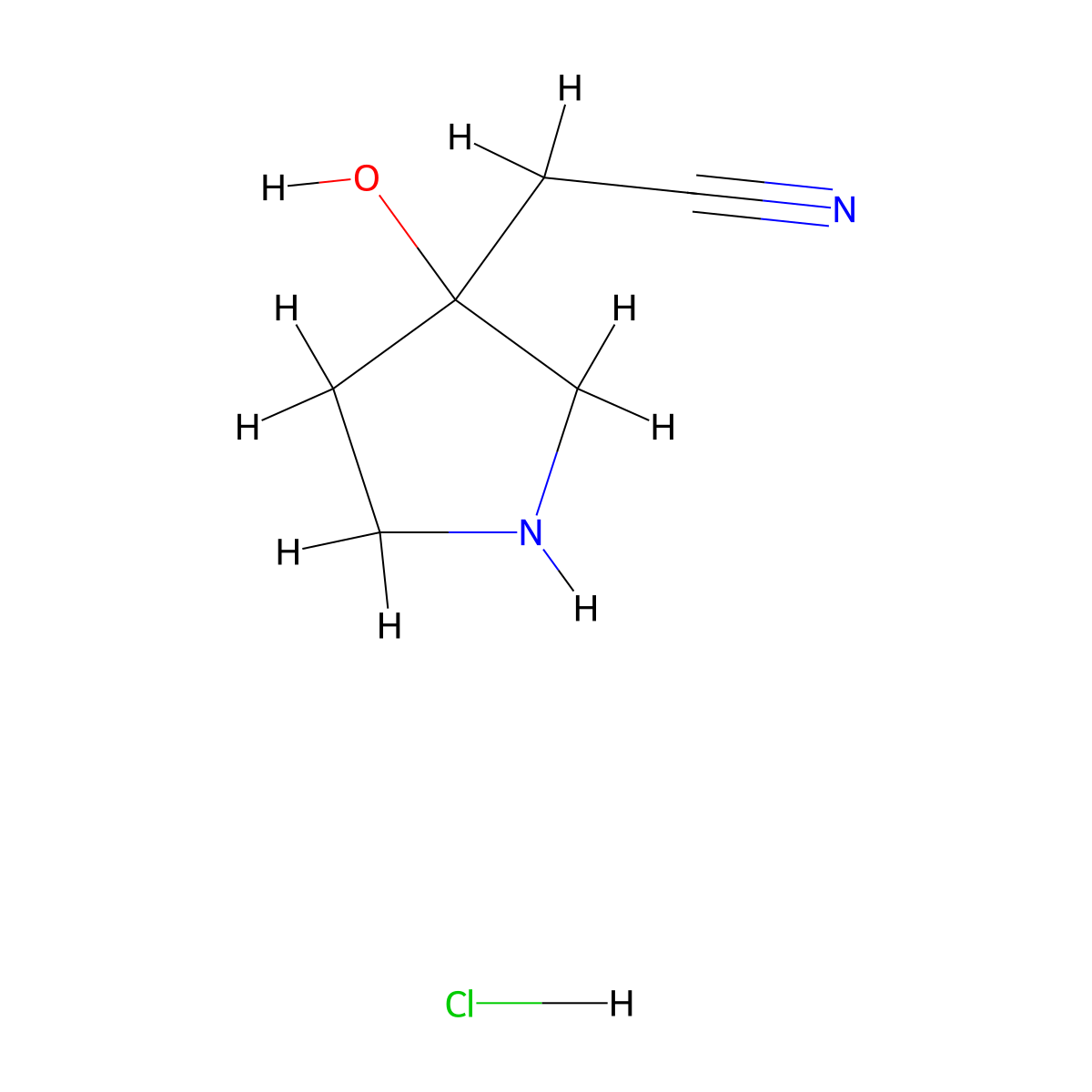 2-(3-Hydroxypyrrolidin-3-yl)acetonitrile hydrochloride molecular structure, CAS 1909313-98-9