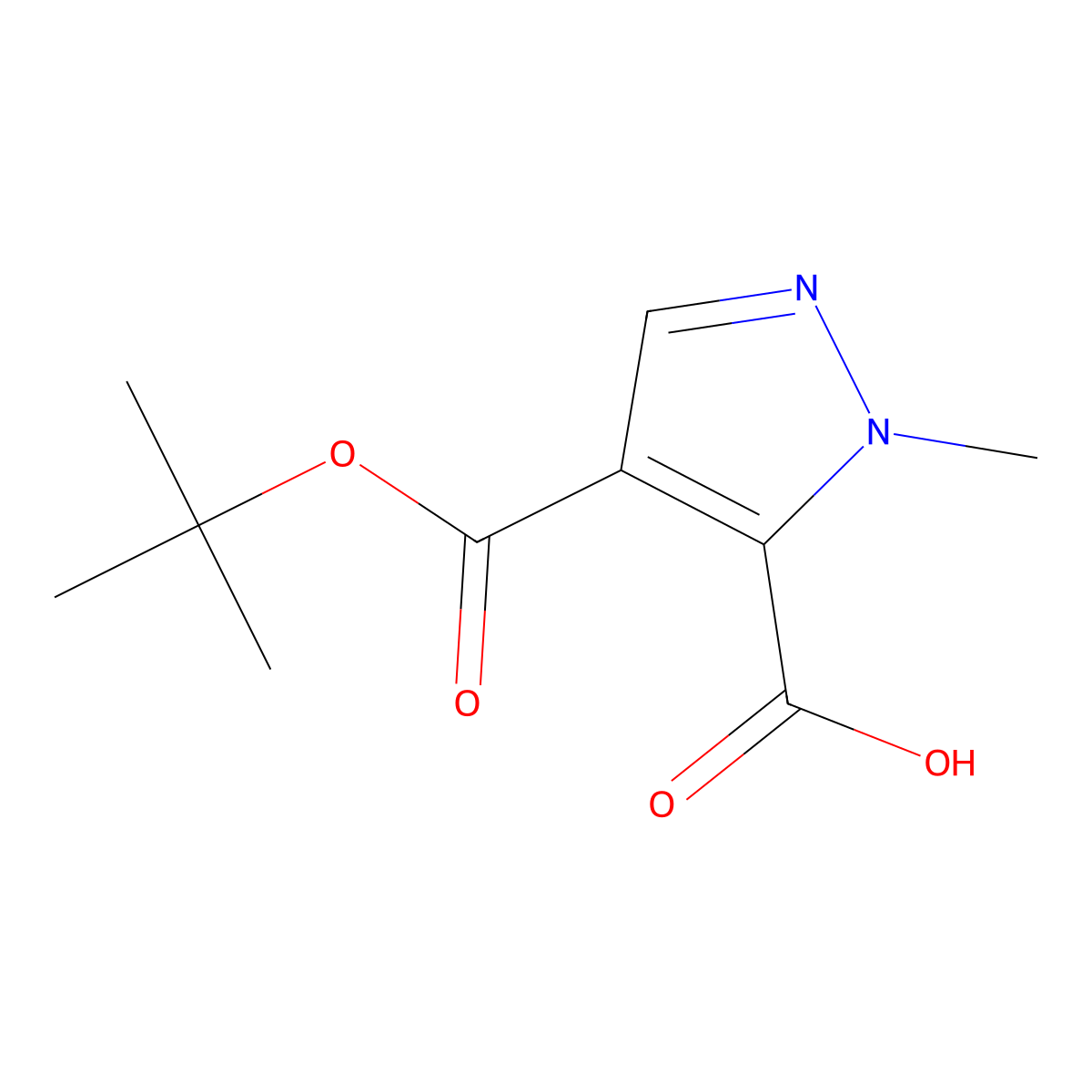4-[(tert-butoxy)carbonyl]-1-methyl-1H-pyrazole-5-carboxylic acid molecular structure, CAS 1909313-99-0