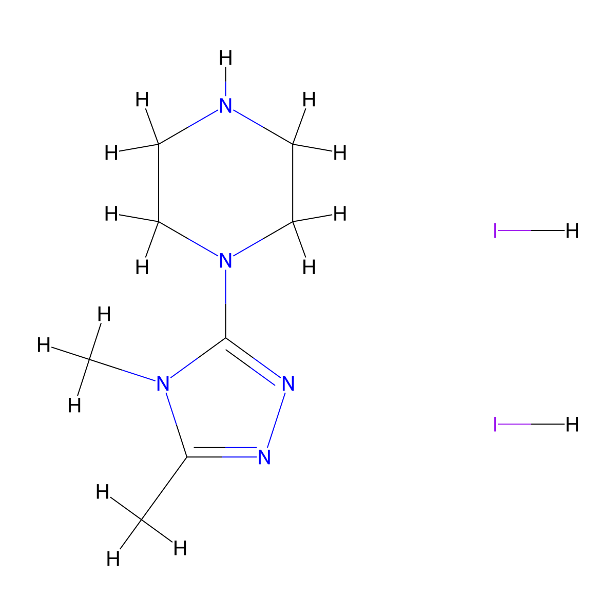 1-(dimethyl-4H-1,2,4-triazol-3-yl)piperazine dihydroiodide molecular structure, CAS 1909314-04-0