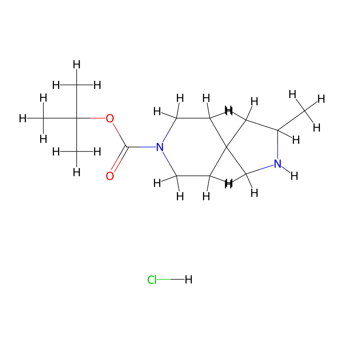 Tert-butyl 3-methyl-2,8-diazaspiro[4.5]decane-8-carboxylate hydrochloride molecular structure, CAS 1909314-09-5