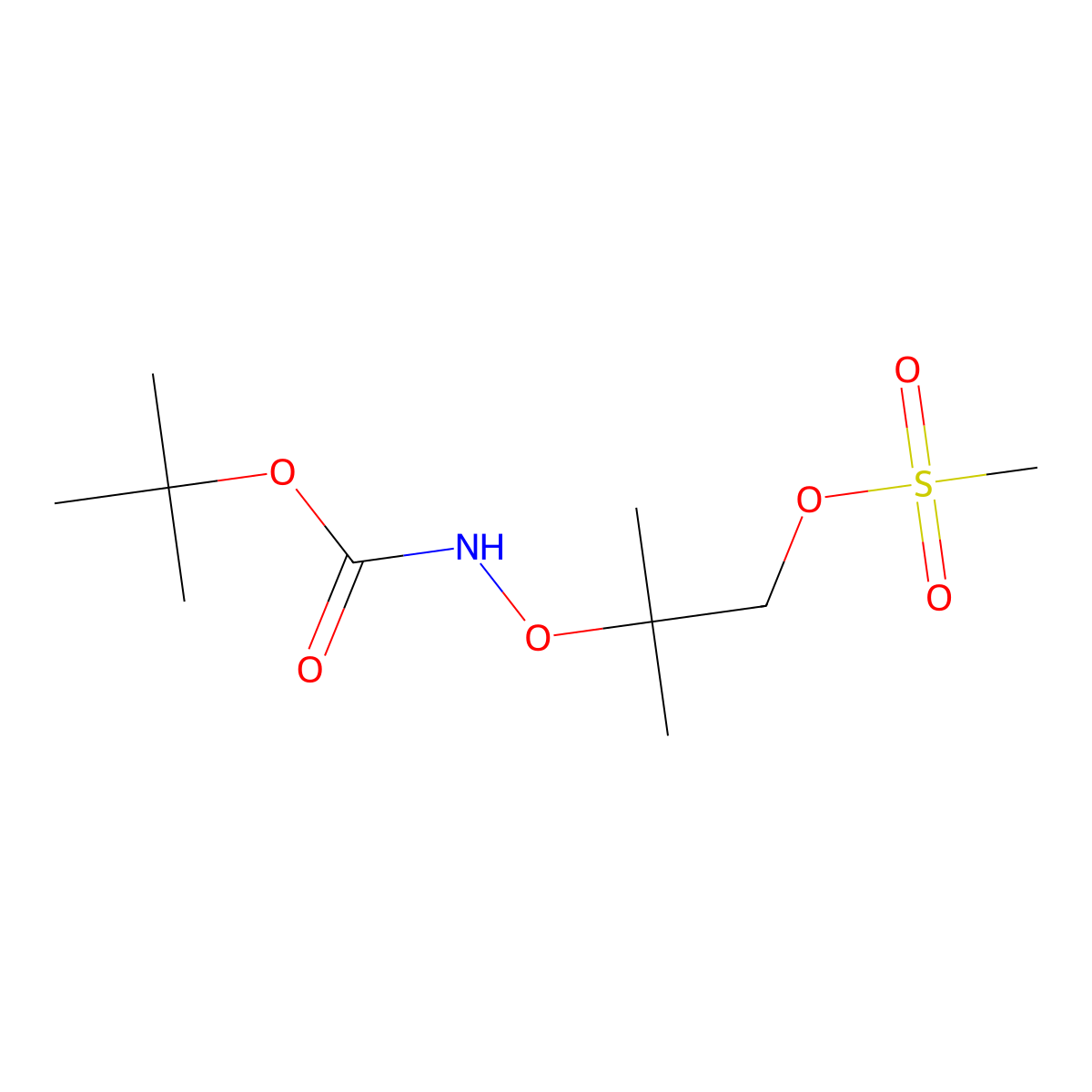 tert-butyl N-{[1-(methanesulfonyloxy)-2-methylpropan-2-yl]oxy}carbamate molecular structure, CAS 1909314-10-8