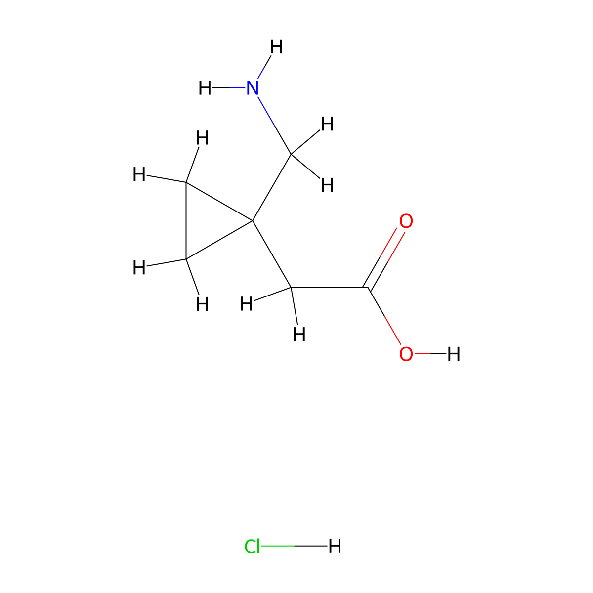 2-[1-(Aminomethyl)cyclopropyl]acetic acid hydrochloride molecular structure, CAS 1909314-12-0