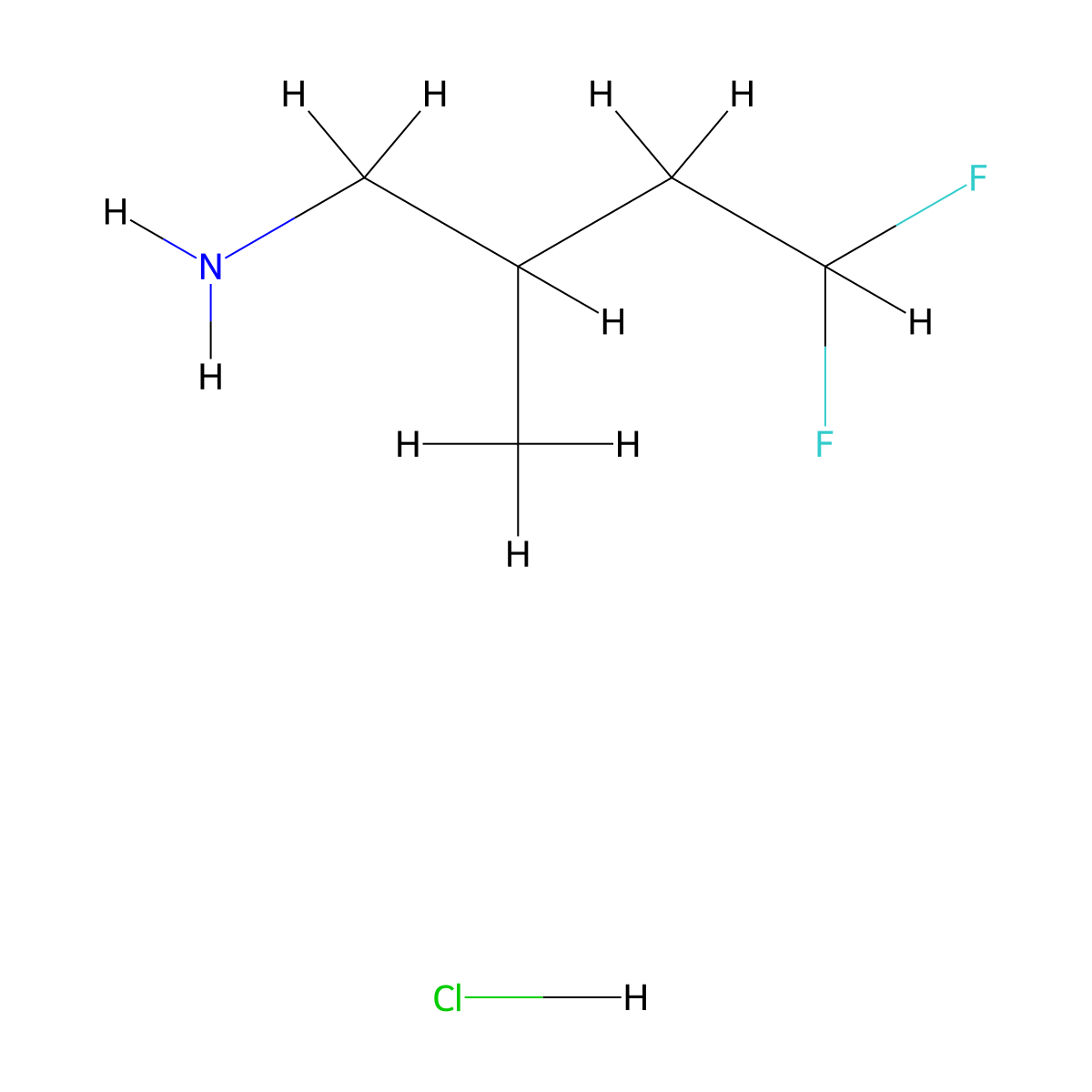 4,4-Difluoro-2-methylbutan-1-amine hydrochloride molecular structure, CAS 1909314-14-2