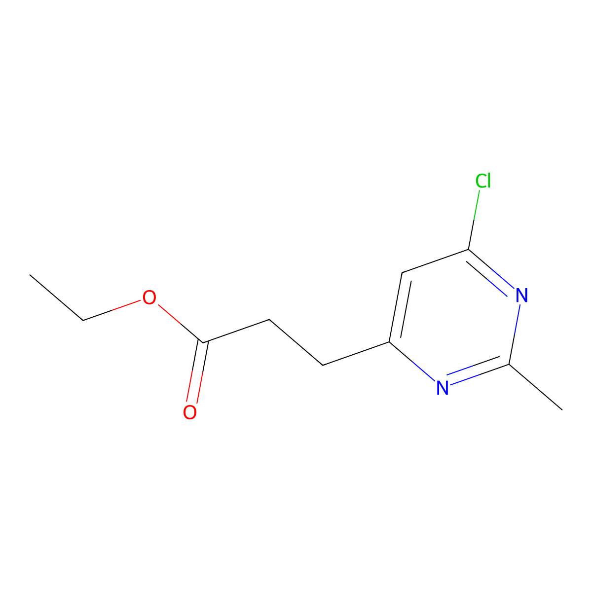 Ethyl 3-(6-chloro-2-methylpyrimidin-4-yl)propanoate molecular structure, CAS 1909314-16-4