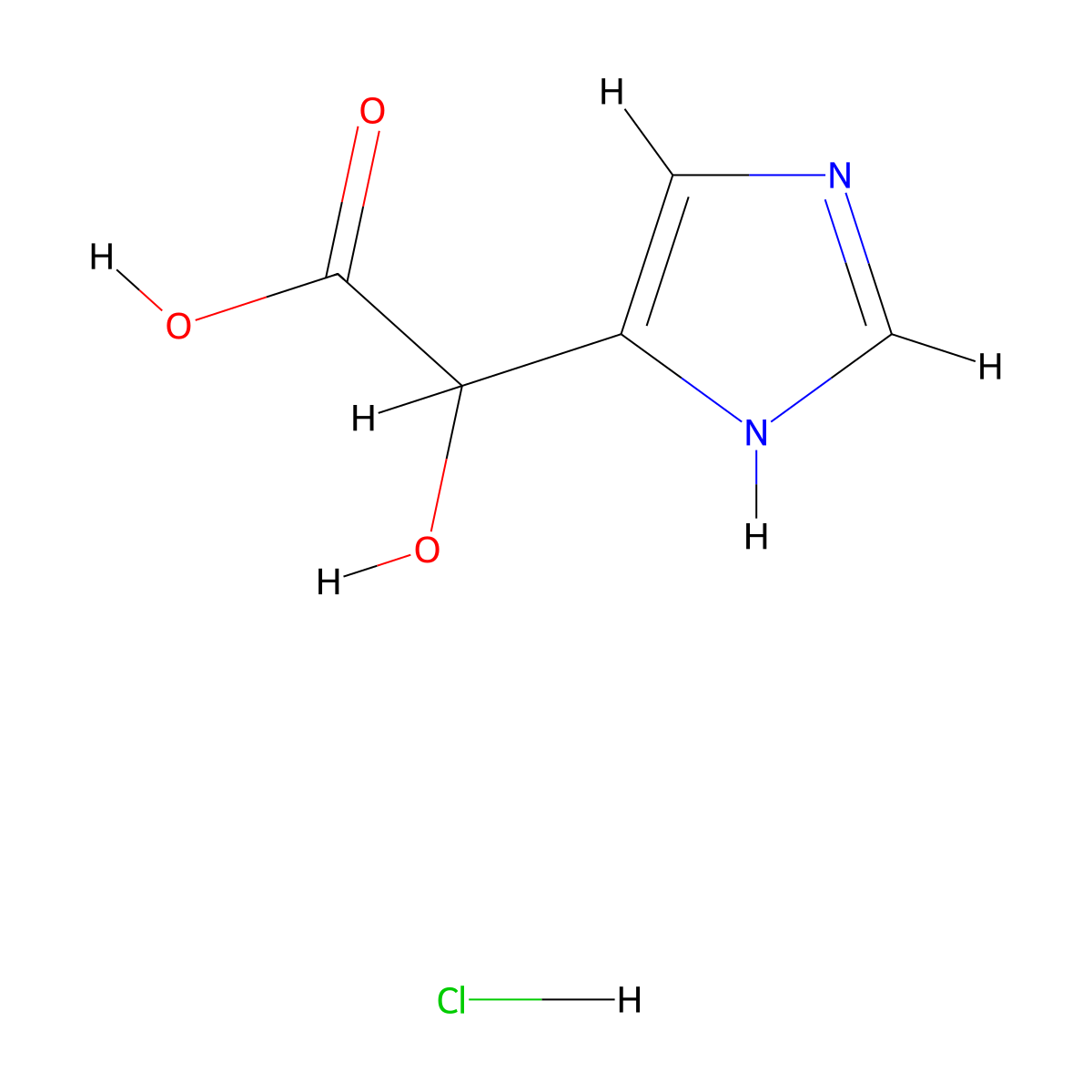 2-hydroxy-2-(1H-imidazol-4-yl)acetic acid hydrochloride molecular structure, CAS 1909314-20-0