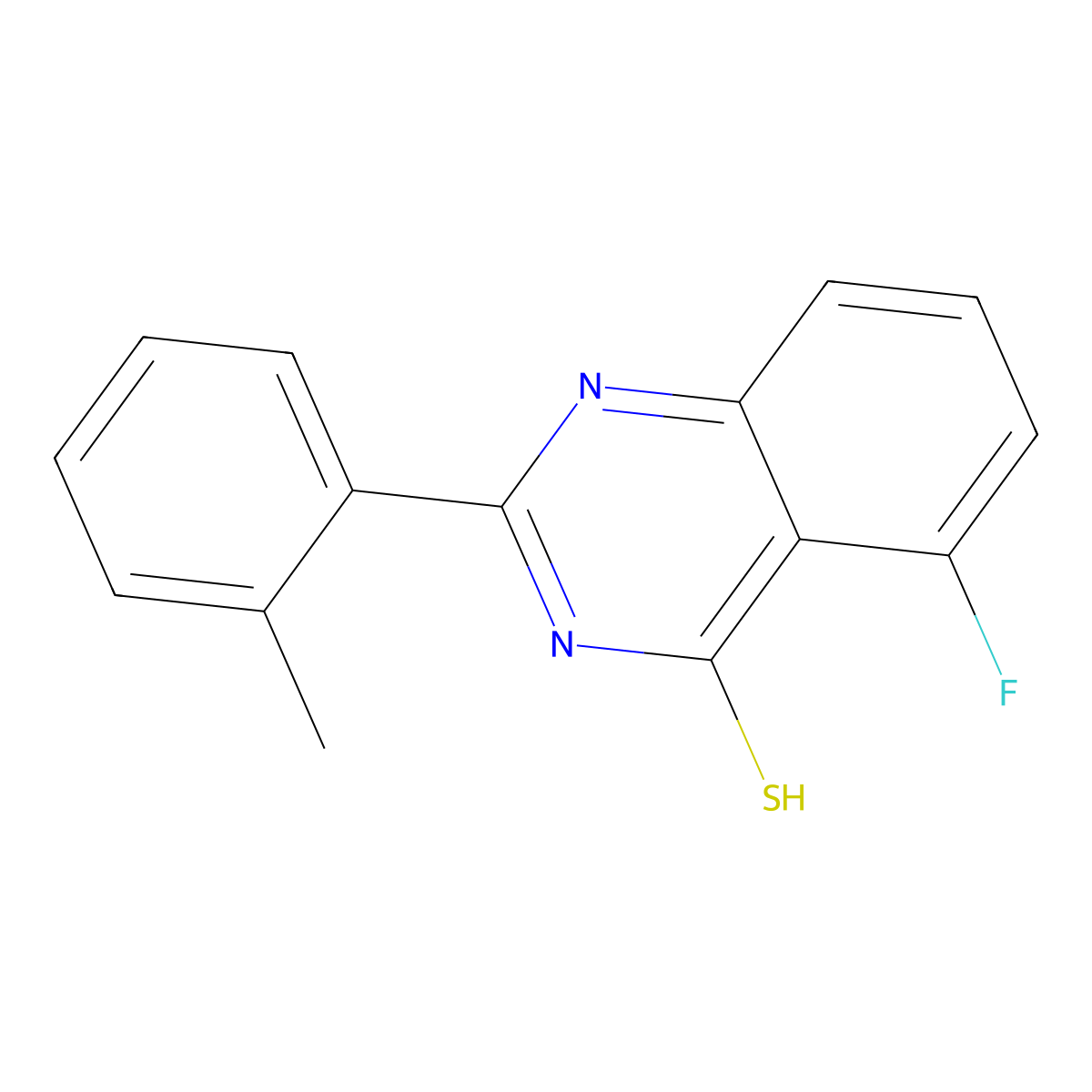 5-Fluoro-2-(2-methylphenyl)quinazoline-4-thiol molecular structure, CAS 1909314-28-8