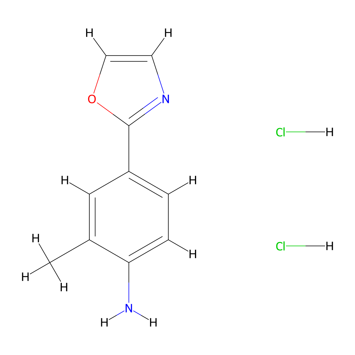 2-Methyl-4-(1,3-oxazol-2-yl)aniline dihydrochloride molecular structure, CAS 1909314-31-3
