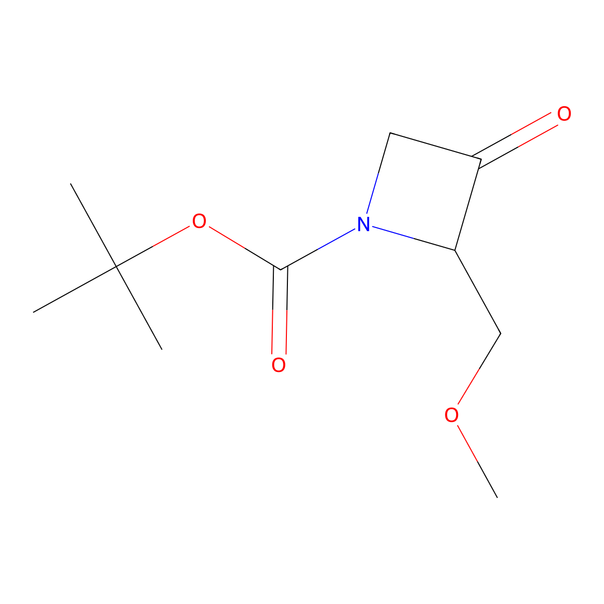 Tert-butyl 2-(methoxymethyl)-3-oxoazetidine-1-carboxylate molecular structure, CAS 1909314-38-0