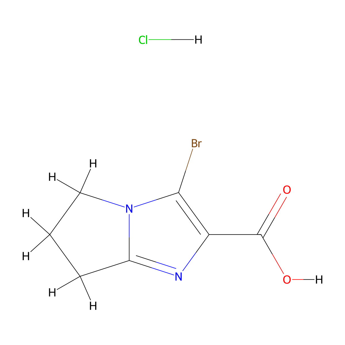 3-bromo-5H,6H,7H-pyrrolo[1,2-a]imidazole-2-carboxylic acid hydrochloride molecular structure, CAS 1909315-96-3