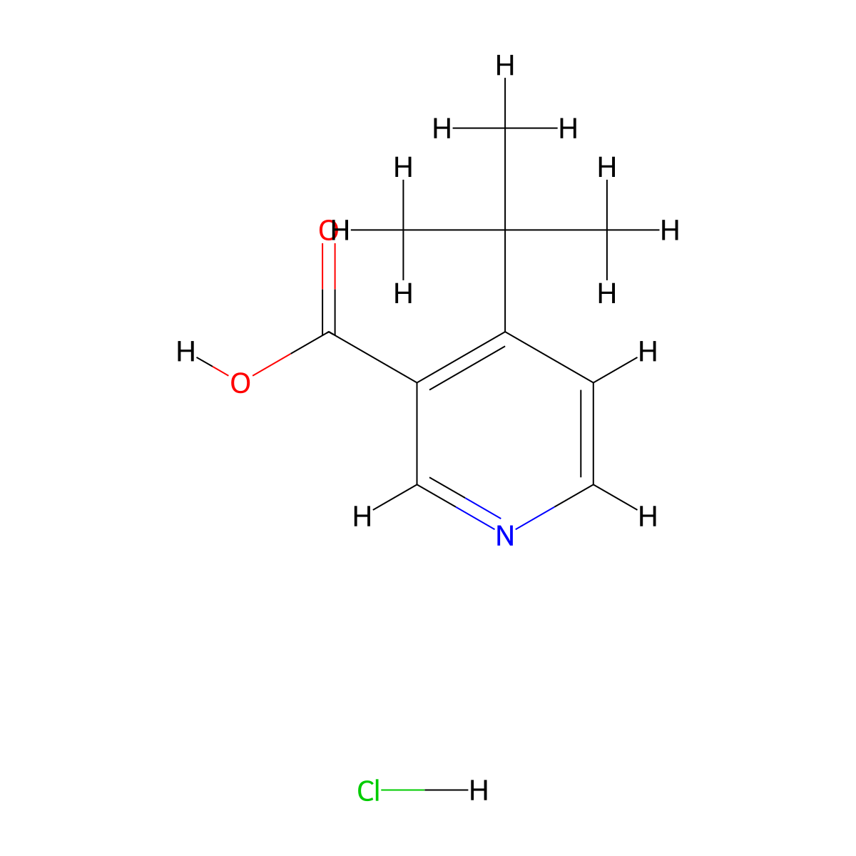 4-Tert-butylpyridine-3-carboxylic acid hydrochloride molecular structure, CAS 1909315-98-5