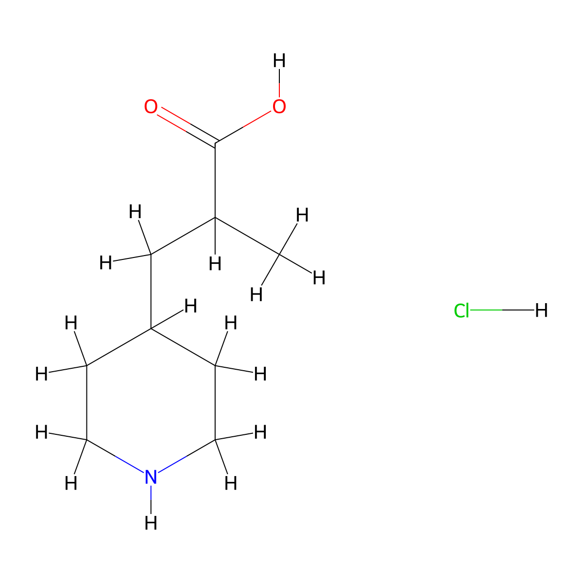 2-Methyl-3-(piperidin-4-yl)propanoic acid hydrochloride molecular structure, CAS 1909315-99-6