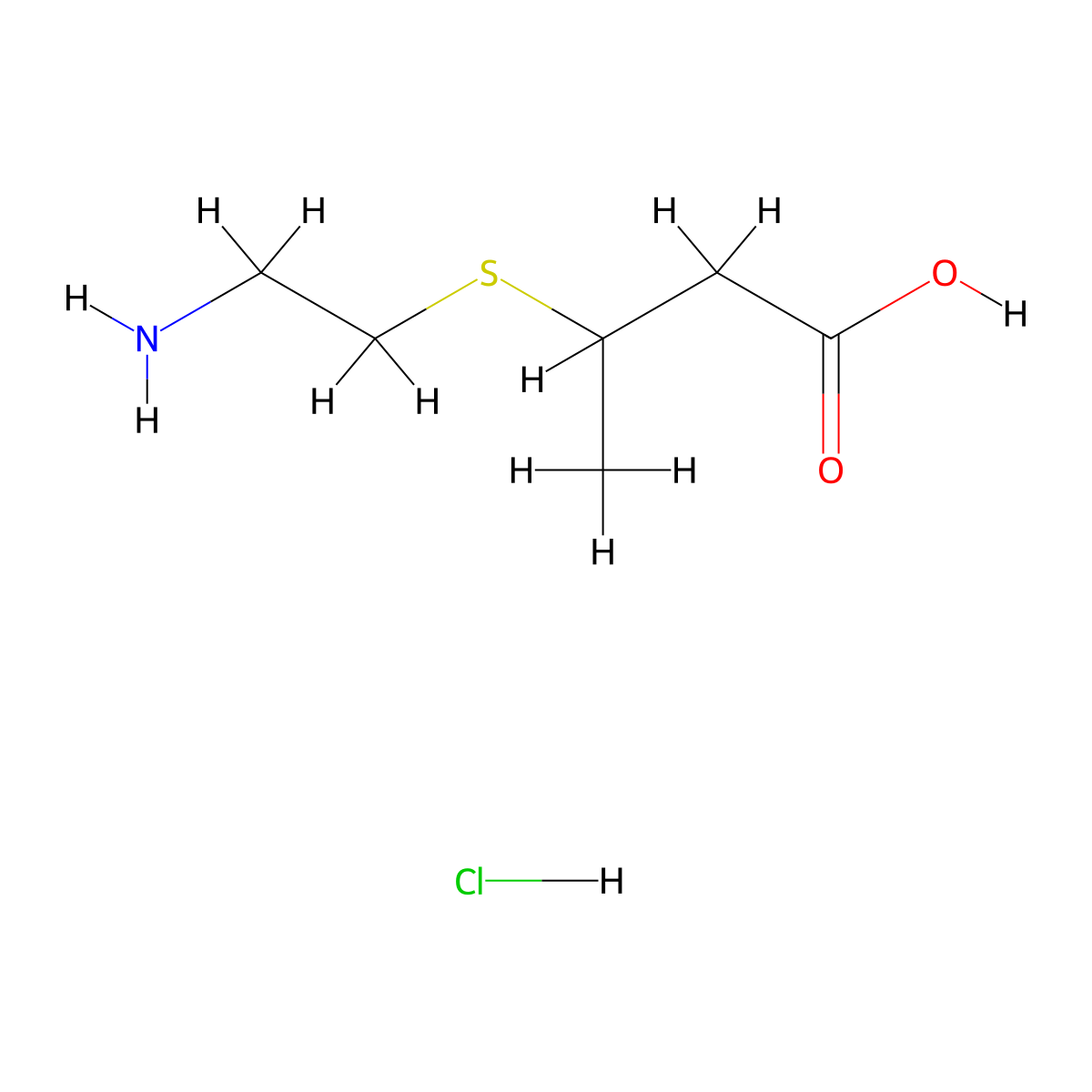 3-(2-Aminoethylsulfanyl)butanoic acid;hydrochloride molecular structure, CAS 1909316-03-5