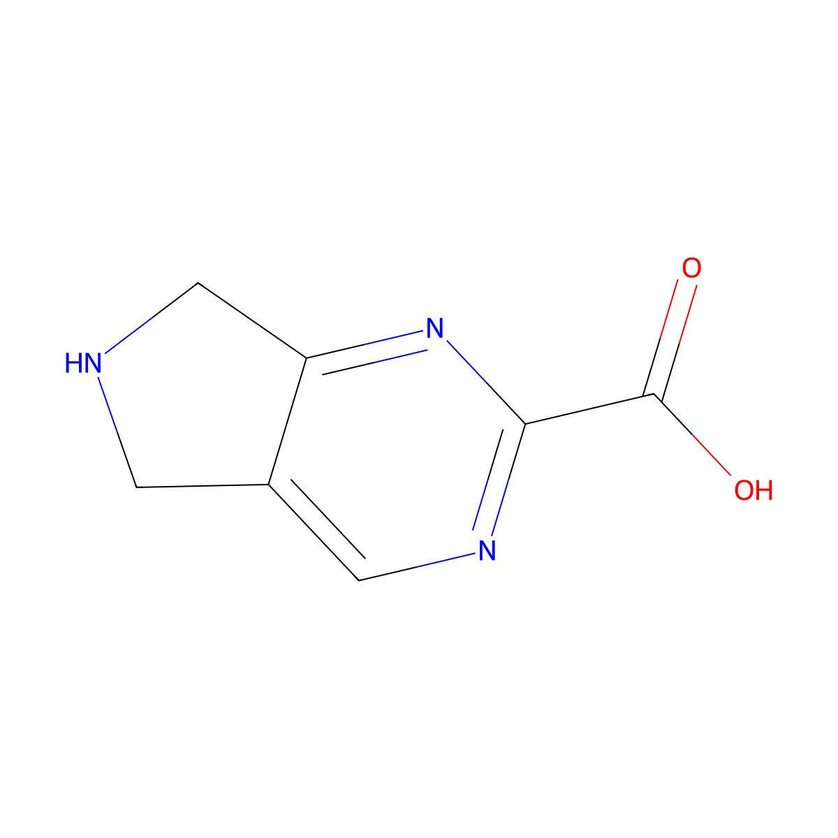 5H,6H,7H-Pyrrolo[3,4-d]pyrimidine-2-carboxylic acid molecular structure, CAS 1909316-06-8