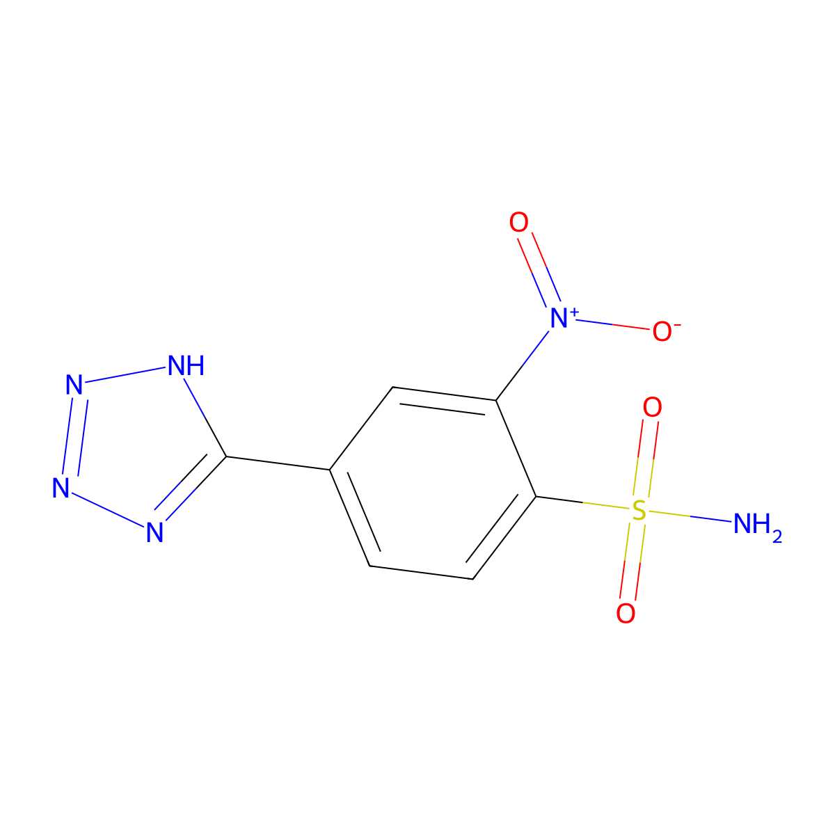 2-nitro-4-(1H-1,2,3,4-tetrazol-5-yl)benzene-1-sulfonamide molecular structure, CAS 1909316-08-0