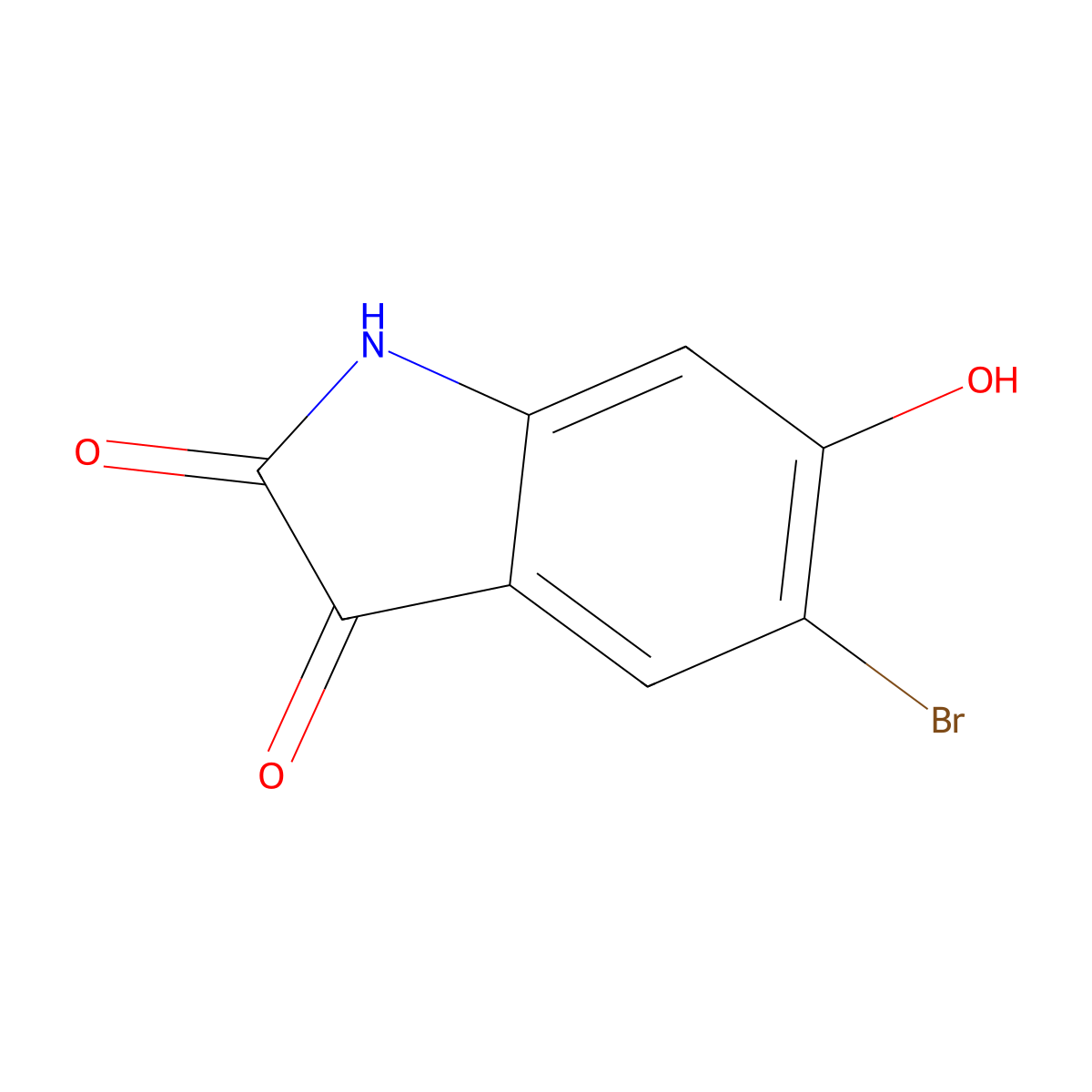 5-bromo-6-hydroxy-2,3-dihydro-1H-indole-2,3-dione molecular structure, CAS 1909316-11-5