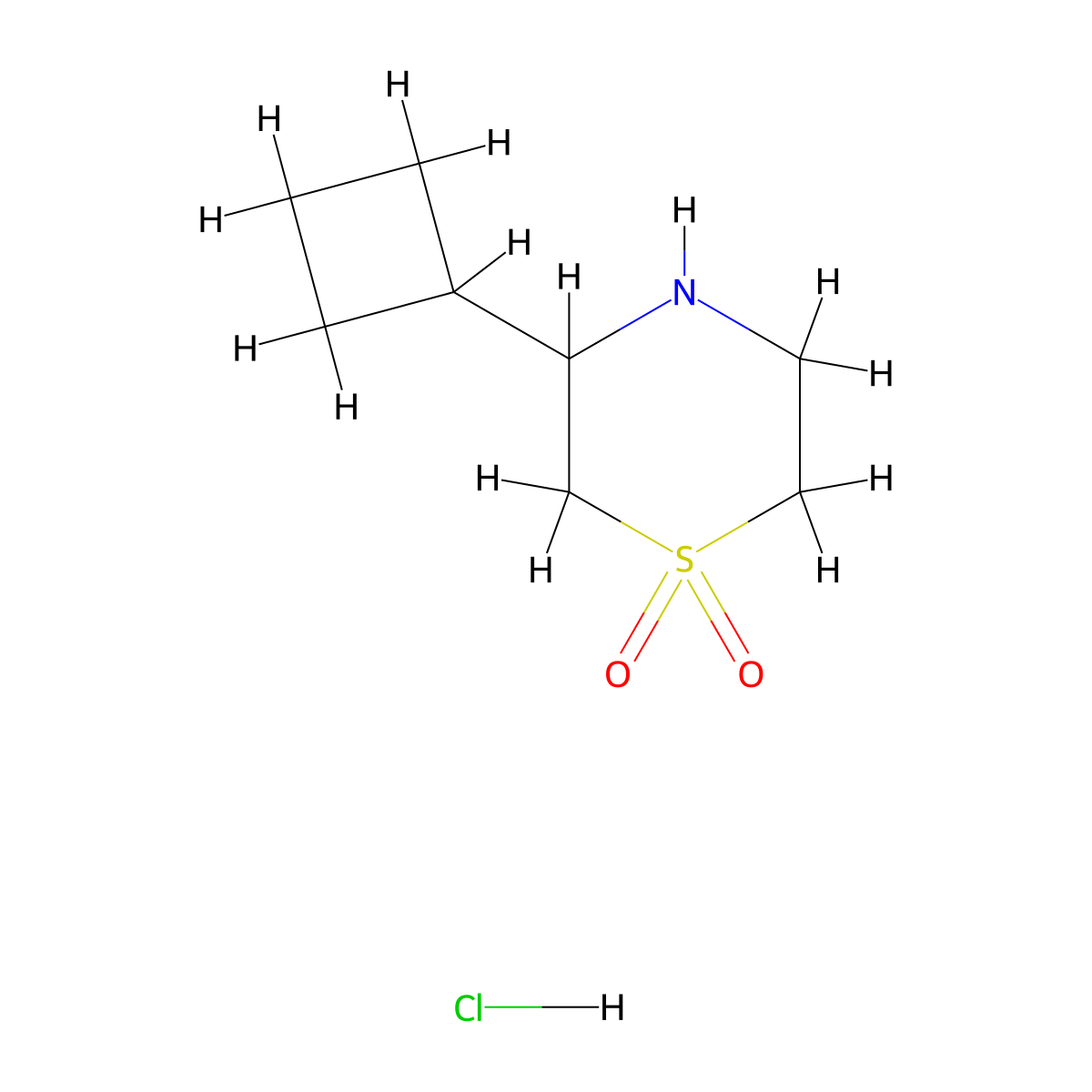 3-Cyclobutyl-1lambda6-thiomorpholine-1,1-dione hydrochloride molecular structure, CAS 1909316-14-8