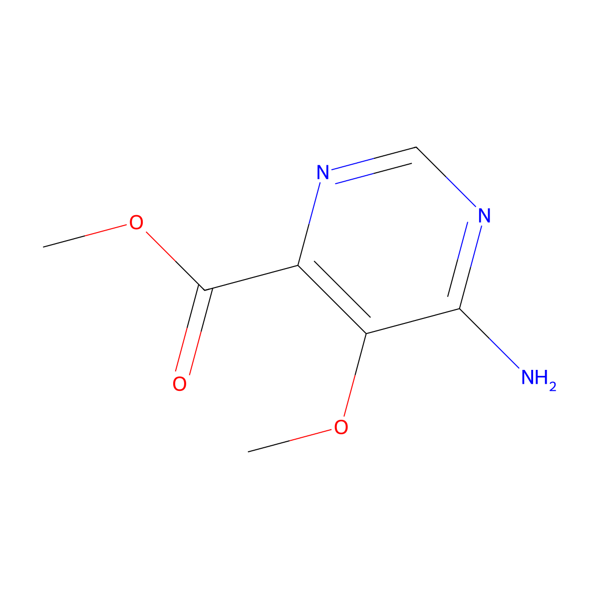 Methyl 6-amino-5-methoxypyrimidine-4-carboxylate molecular structure, CAS 1909316-24-0