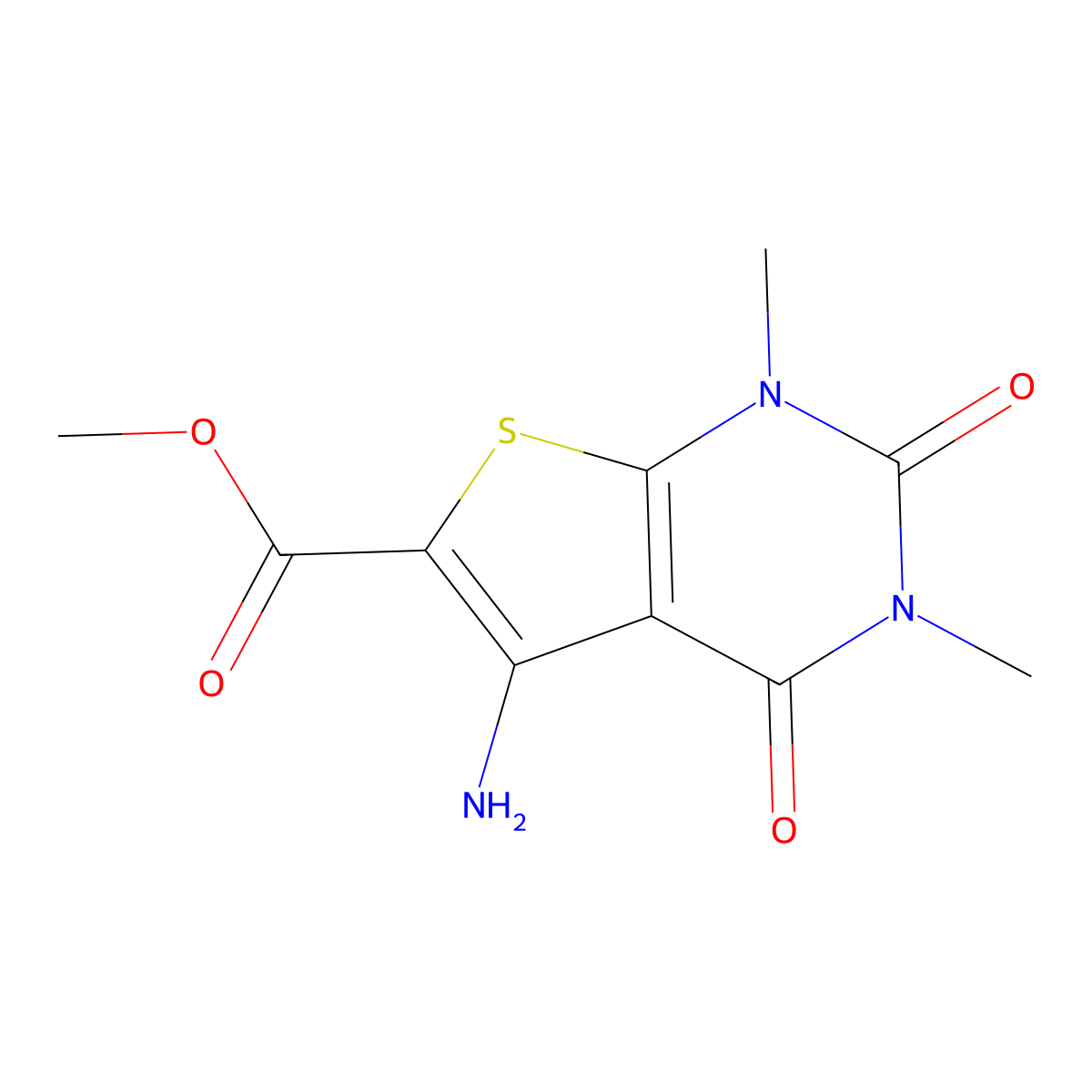 methyl 5-amino-1,3-dimethyl-2,4-dioxo-1H,2H,3H,4H-thieno[2,3-d]pyrimidine-6-carboxylate molecular structure, CAS 1909316-25-1