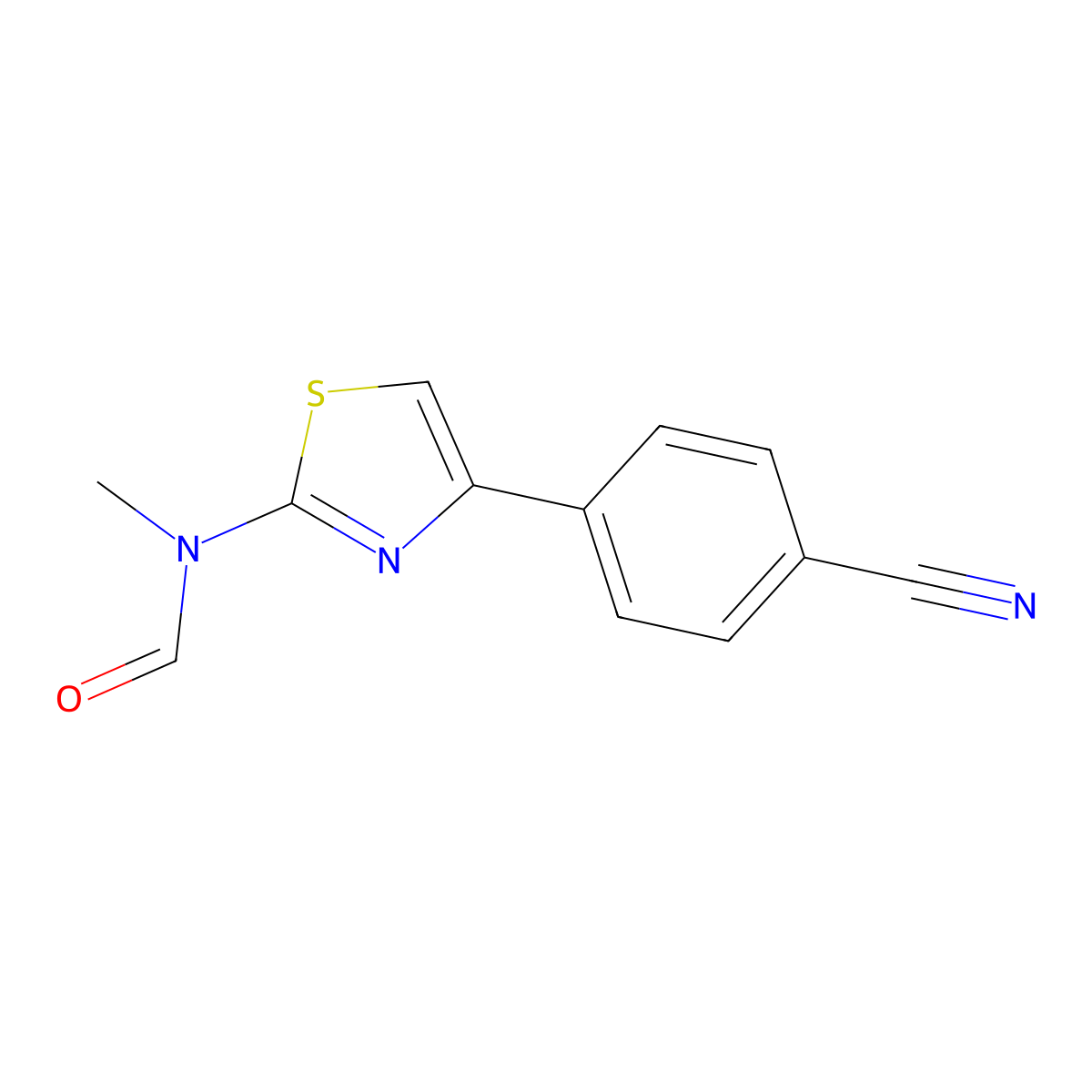 N-[4-(4-cyanophenyl)-1,3-thiazol-2-yl]-N-methylformamide molecular structure, CAS 1909316-26-2